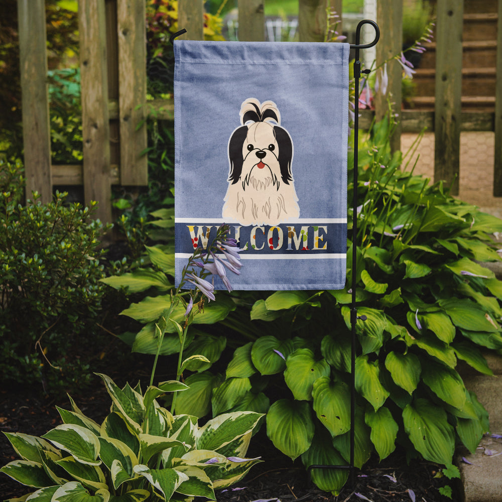 Shih Tzu Black White Welcome Flag Garden Size BB5669GF  the-store.com.