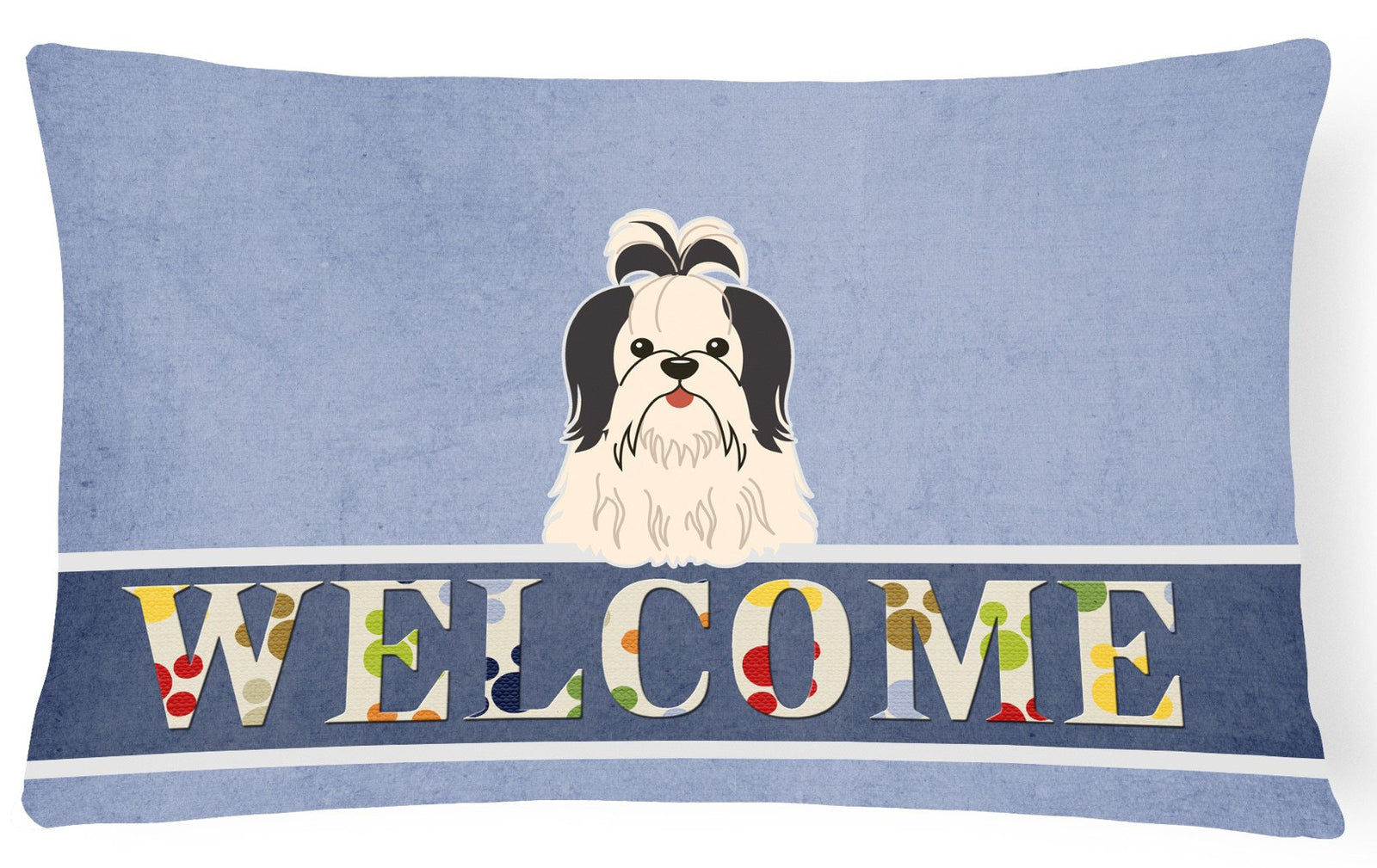 Shih Tzu Black White Welcome Canvas Fabric Decorative Pillow BB5669PW1216 by Caroline's Treasures