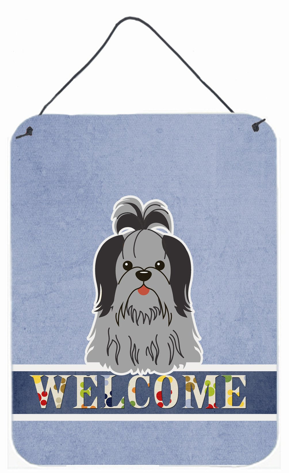 Shih Tzu Black Silver Welcome Wall or Door Hanging Prints BB5670DS1216 by Caroline's Treasures