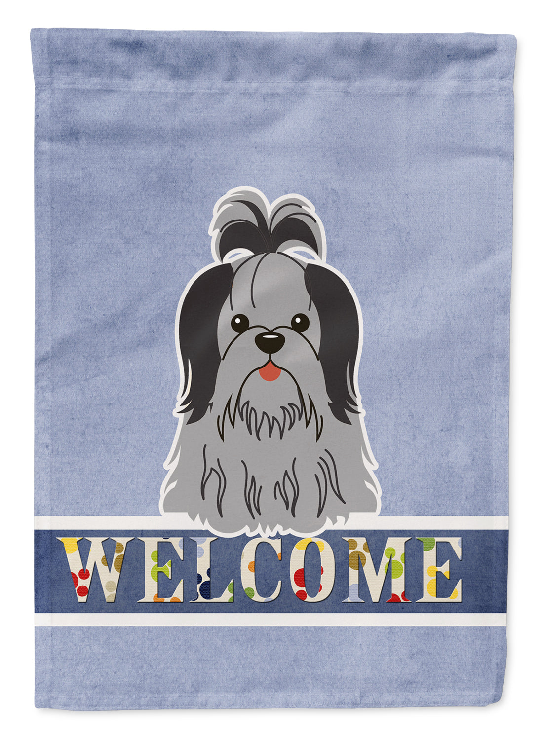 Shih Tzu Black Silver Welcome Flag Garden Size BB5670GF  the-store.com.