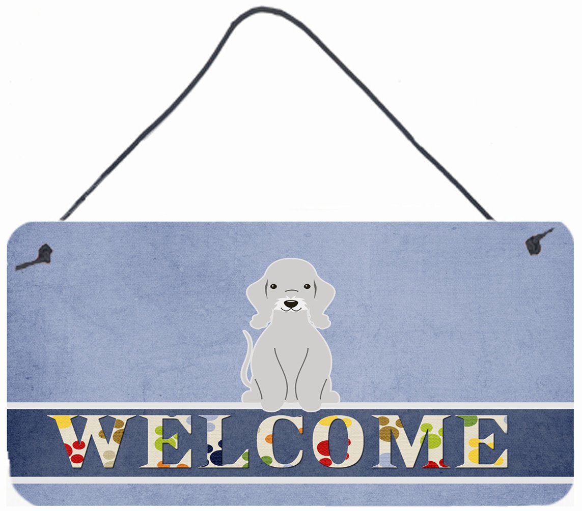 Bedlington Terrier Blue Welcome Wall or Door Hanging Prints BB5671DS812 by Caroline's Treasures