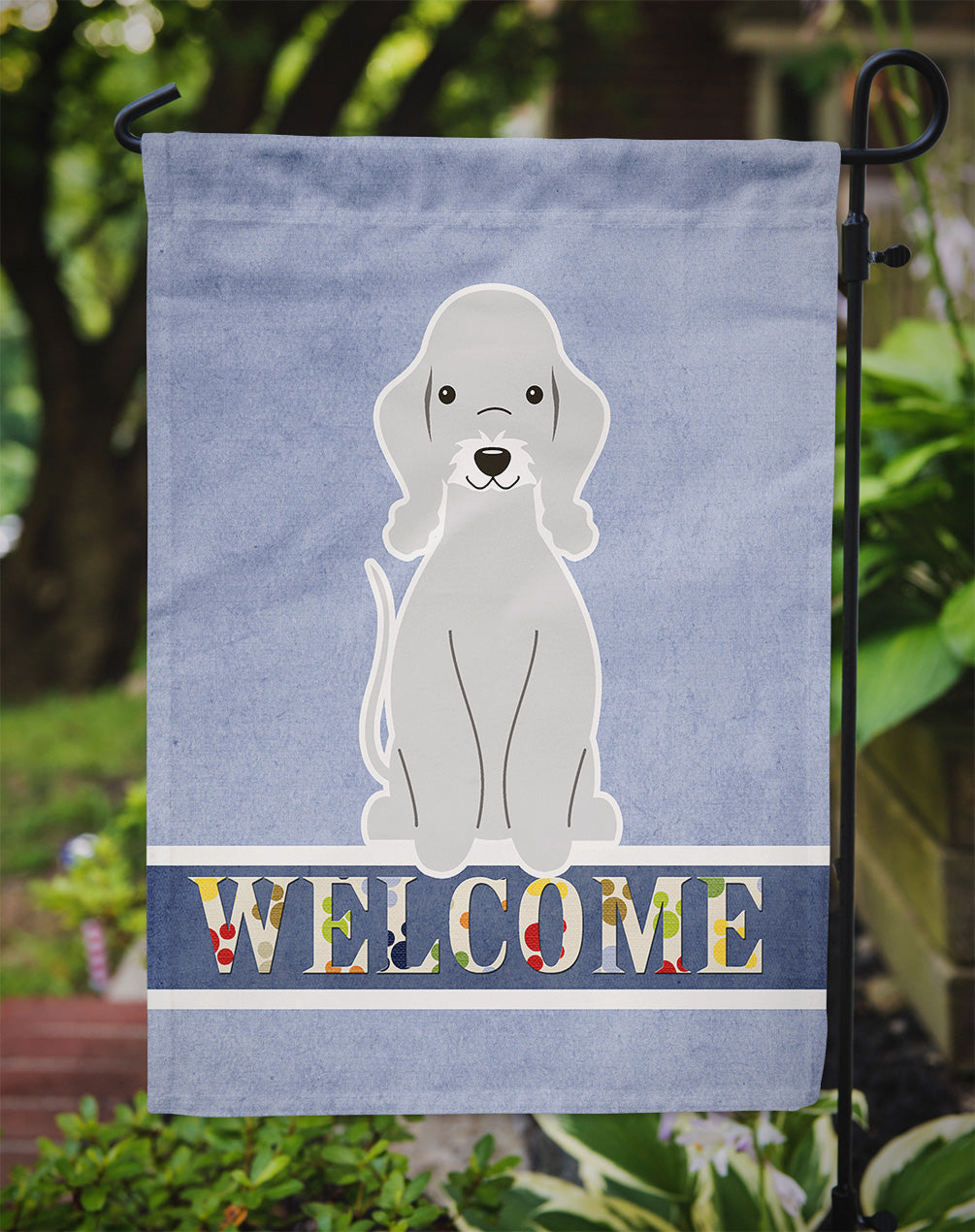 Bedlington Terrier Blue Welcome Flag Garden Size BB5671GF  the-store.com.