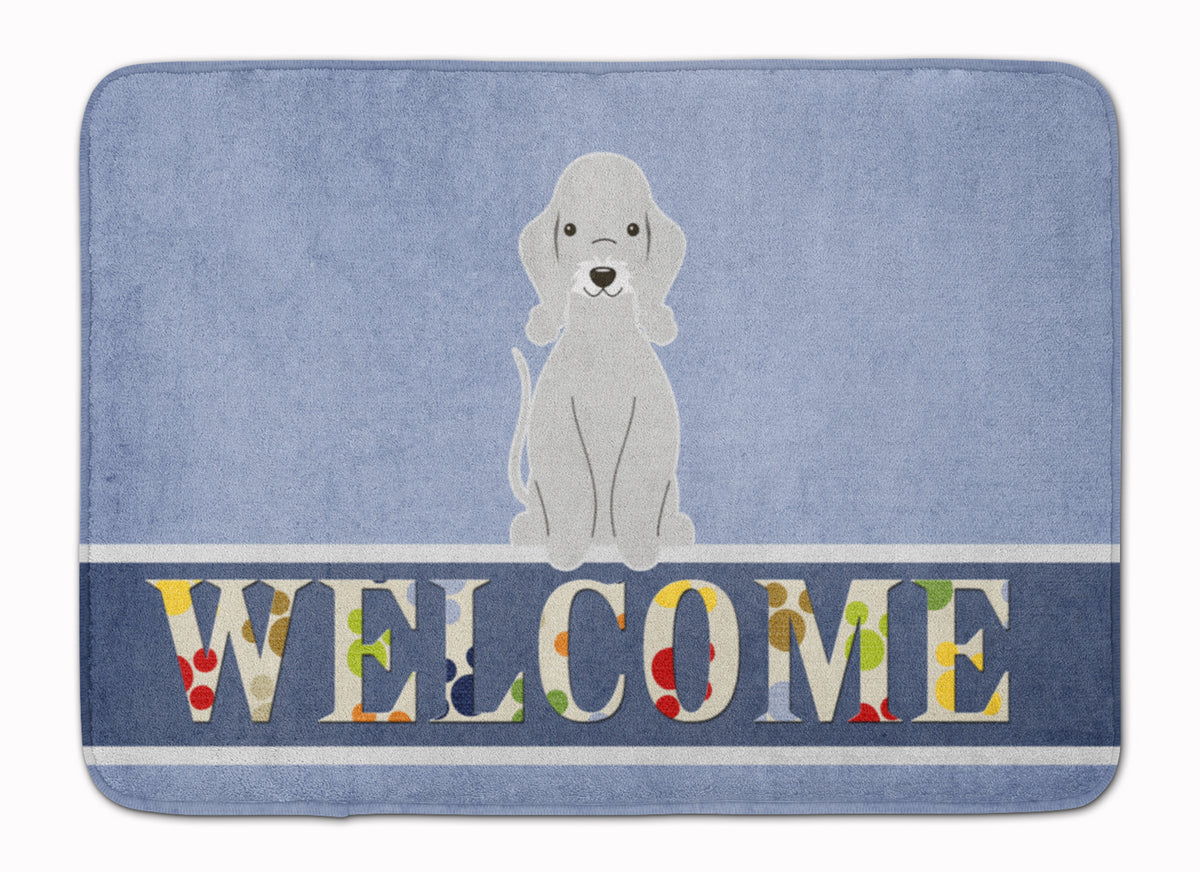 Bedlington Terrier Blue Welcome Machine Washable Memory Foam Mat BB5671RUG - the-store.com