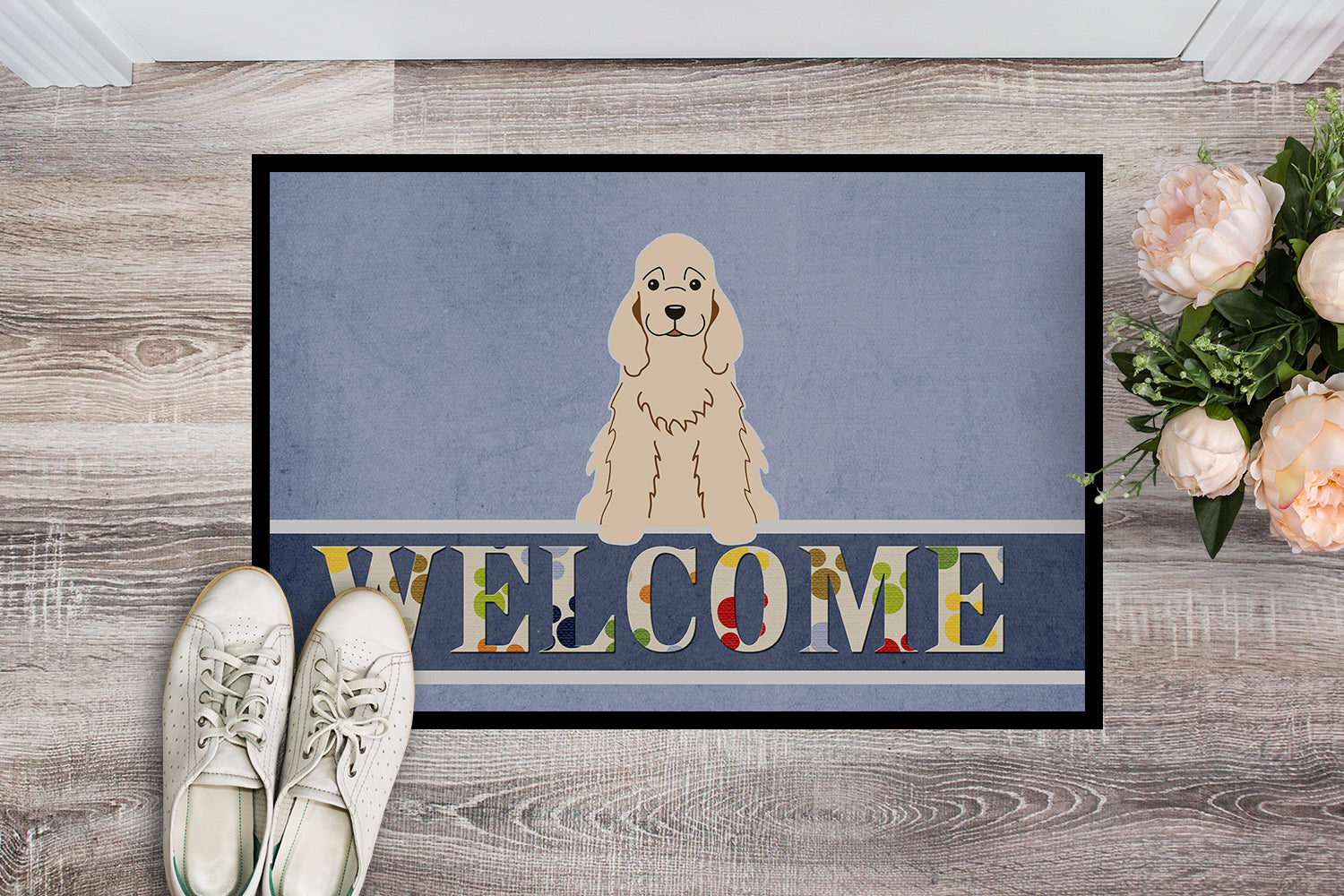 Cocker Spaniel Buff Welcome Indoor or Outdoor Mat 18x27 BB5675MAT - the-store.com