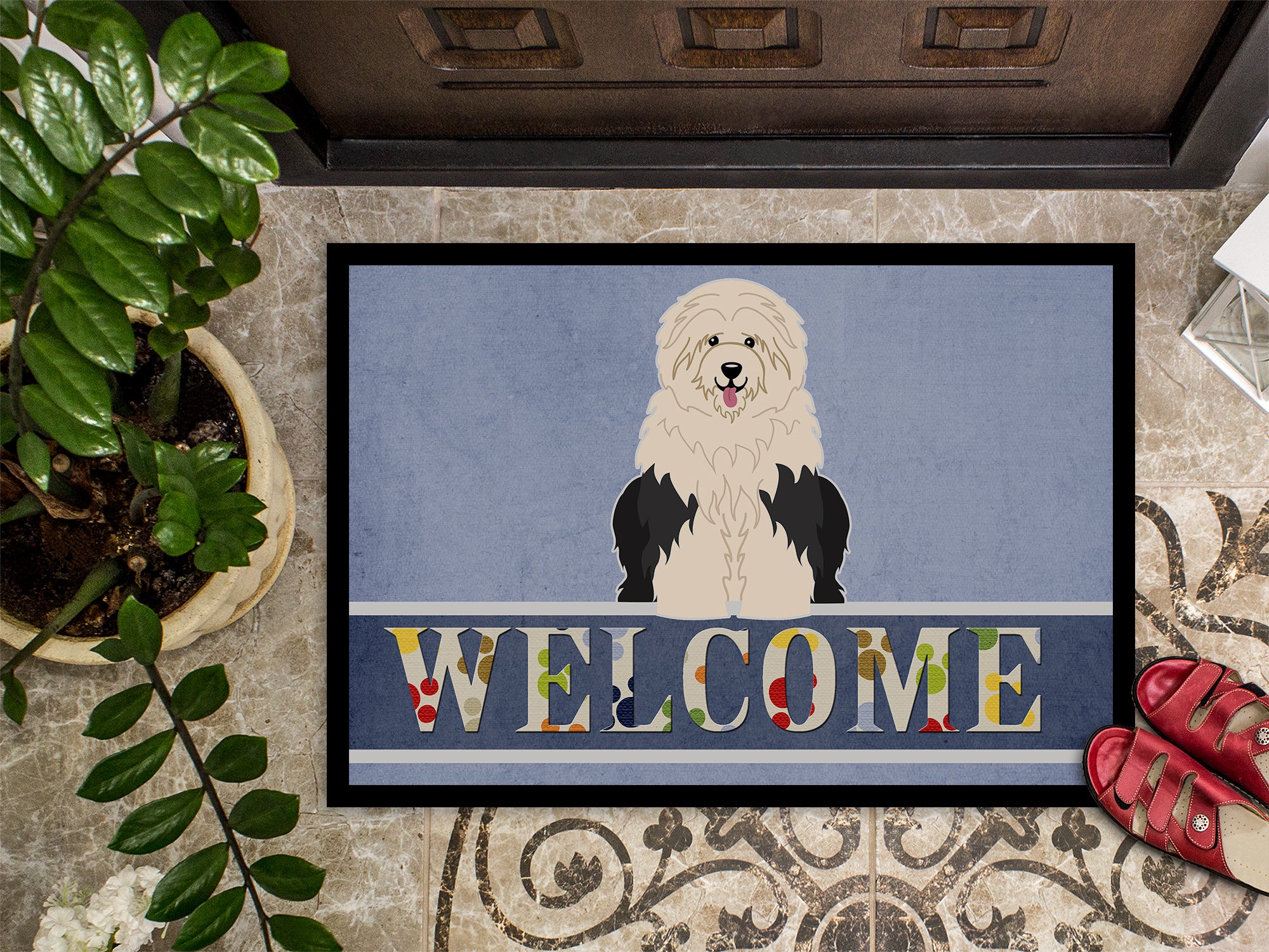 Old English Sheepdog Welcome Indoor or Outdoor Mat 18x27 BB5677MAT - the-store.com