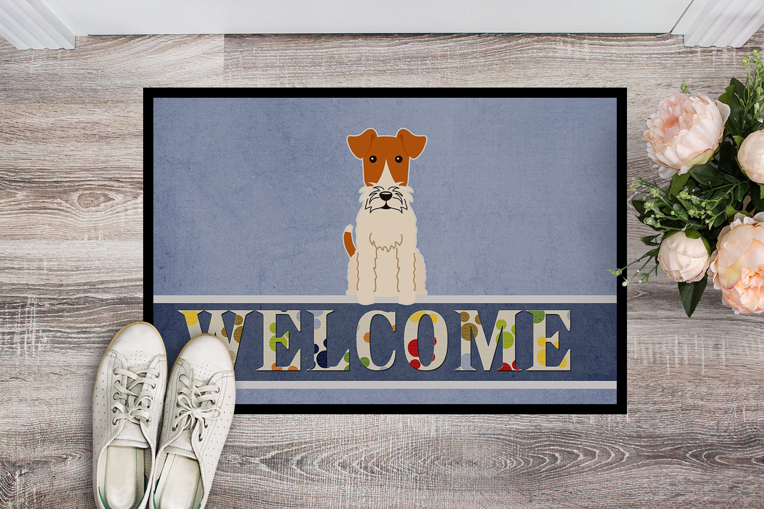 Wire Fox Terrier Welcome Indoor or Outdoor Mat 18x27 BB5682MAT - the-store.com