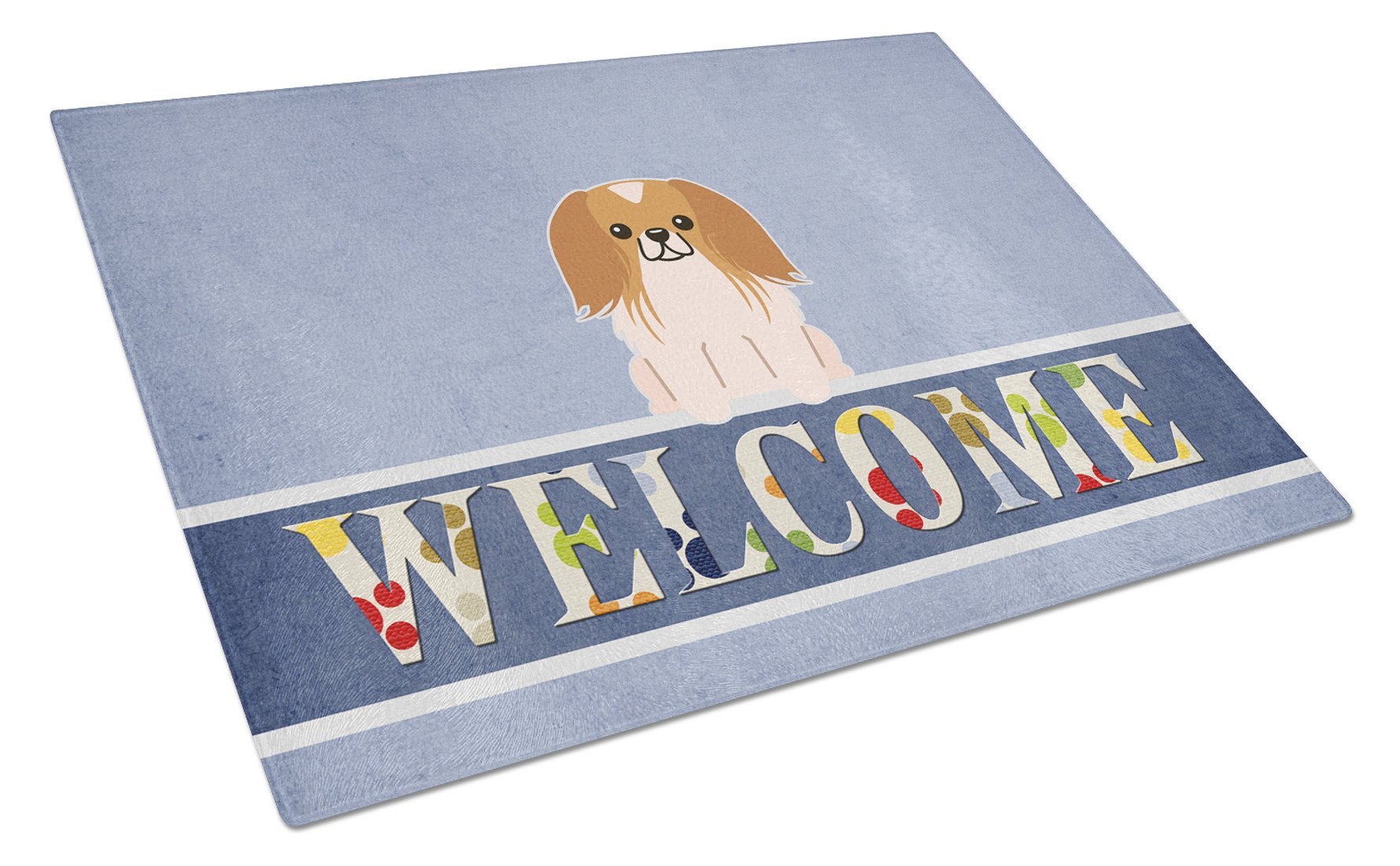 Pekingnese Red White Welcome Glass Cutting Board Large BB5684LCB by Caroline's Treasures