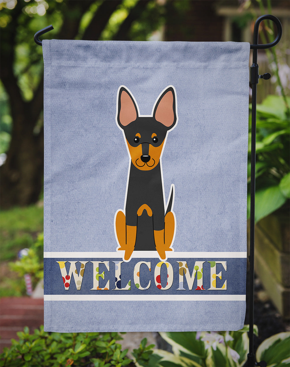 English Toy Terrier Welcome Flag Garden Size BB5690GF  the-store.com.