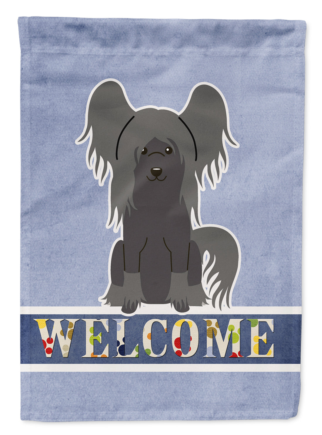 Chinese Crested Black Welcome Flag Garden Size BB5693GF  the-store.com.