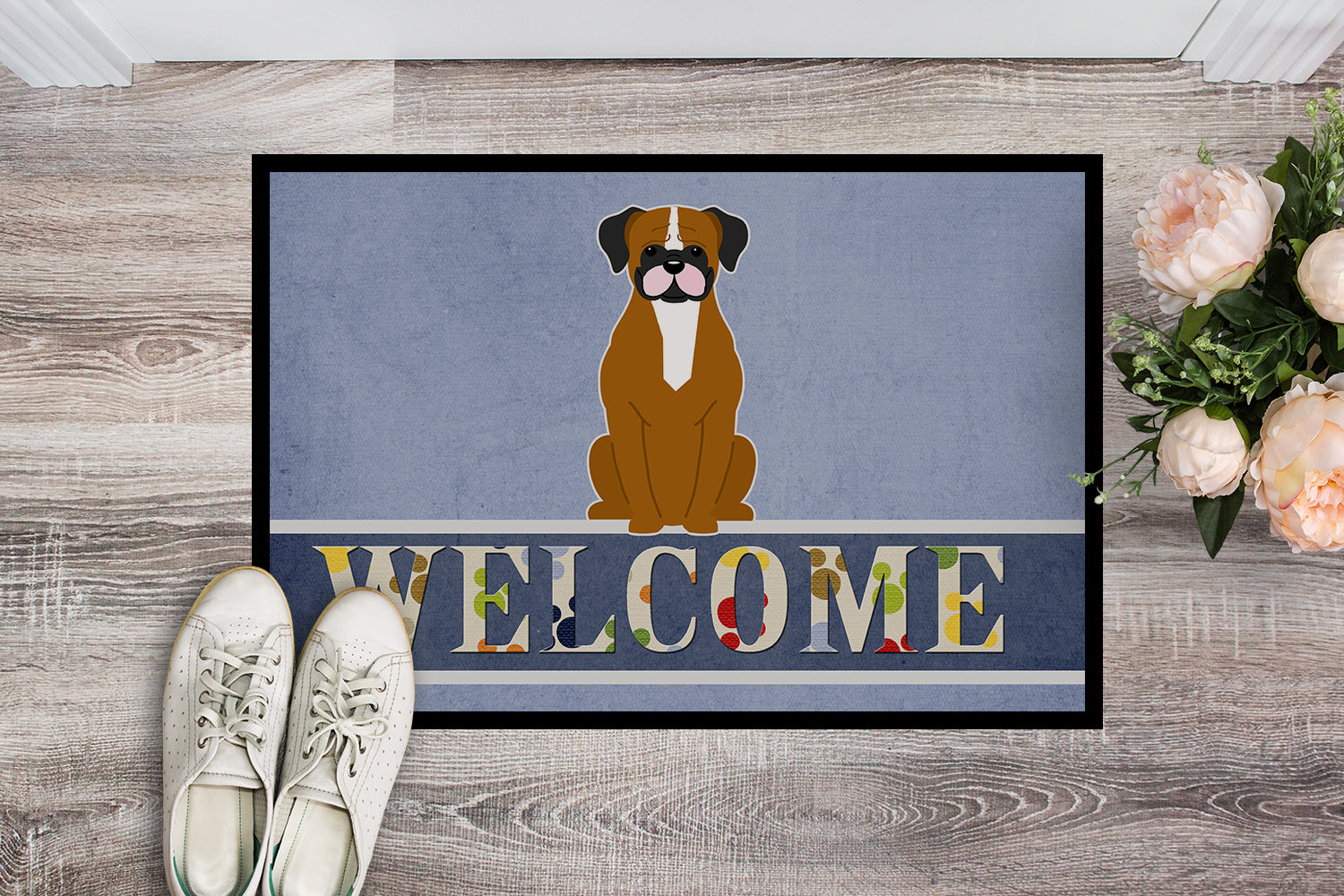 Flashy Fawn Boxer Welcome Indoor or Outdoor Mat 18x27 BB5697MAT - the-store.com