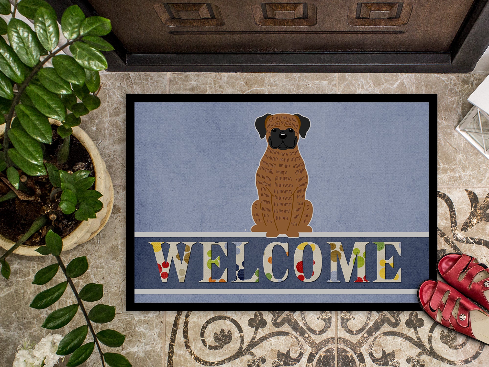 Brindle Boxer Welcome Indoor or Outdoor Mat 18x27 BB5698MAT - the-store.com