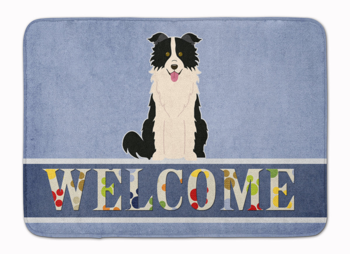 Border Collie Black White Welcome Machine Washable Memory Foam Mat BB5699RUG - the-store.com