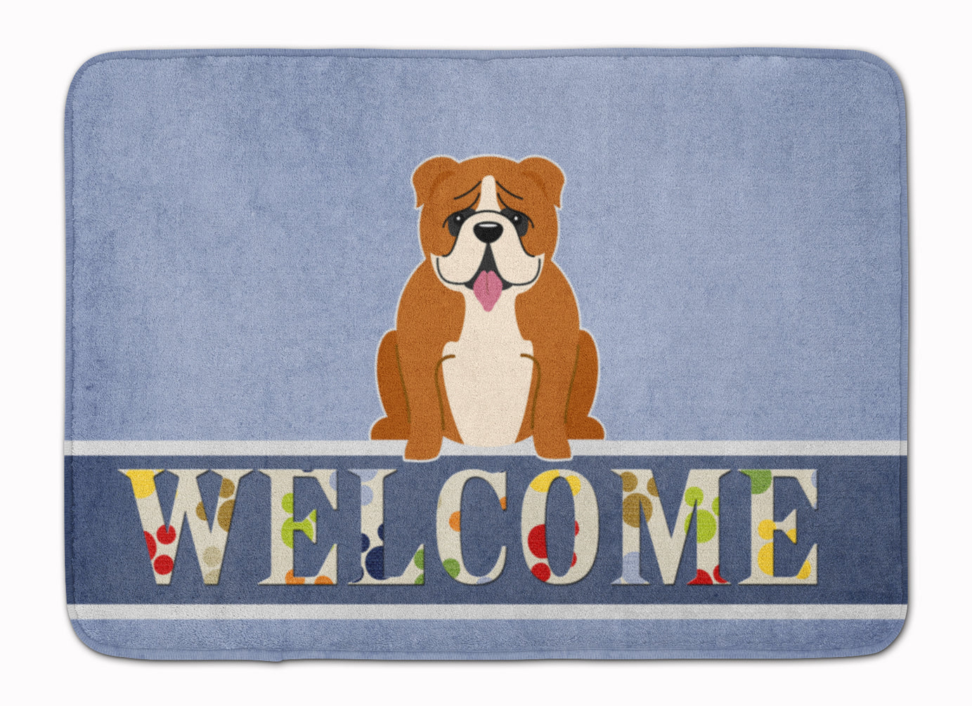 English Bulldog Red White Welcome Machine Washable Memory Foam Mat BB5701RUG - the-store.com