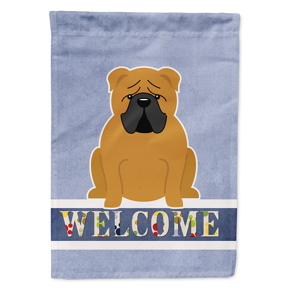 English Bulldog Red Welcome Flag Canvas House Size BB5703CHF  the-store.com.