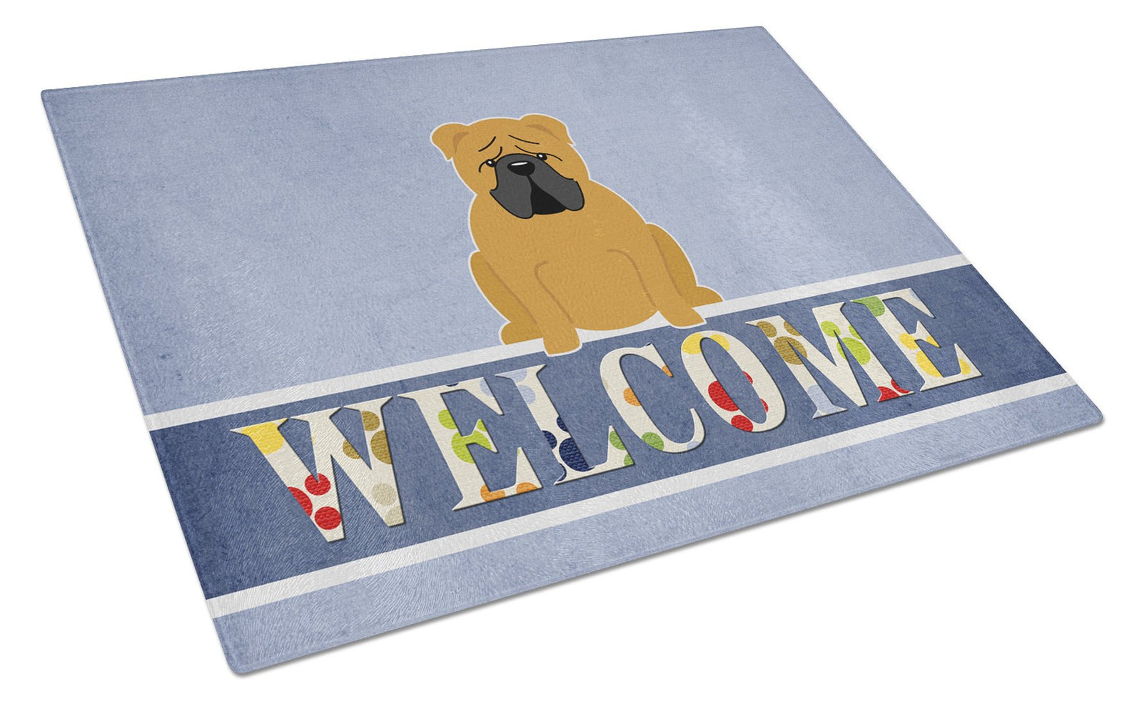 English Bulldog Red Welcome Glass Cutting Board Large BB5703LCB by Caroline's Treasures