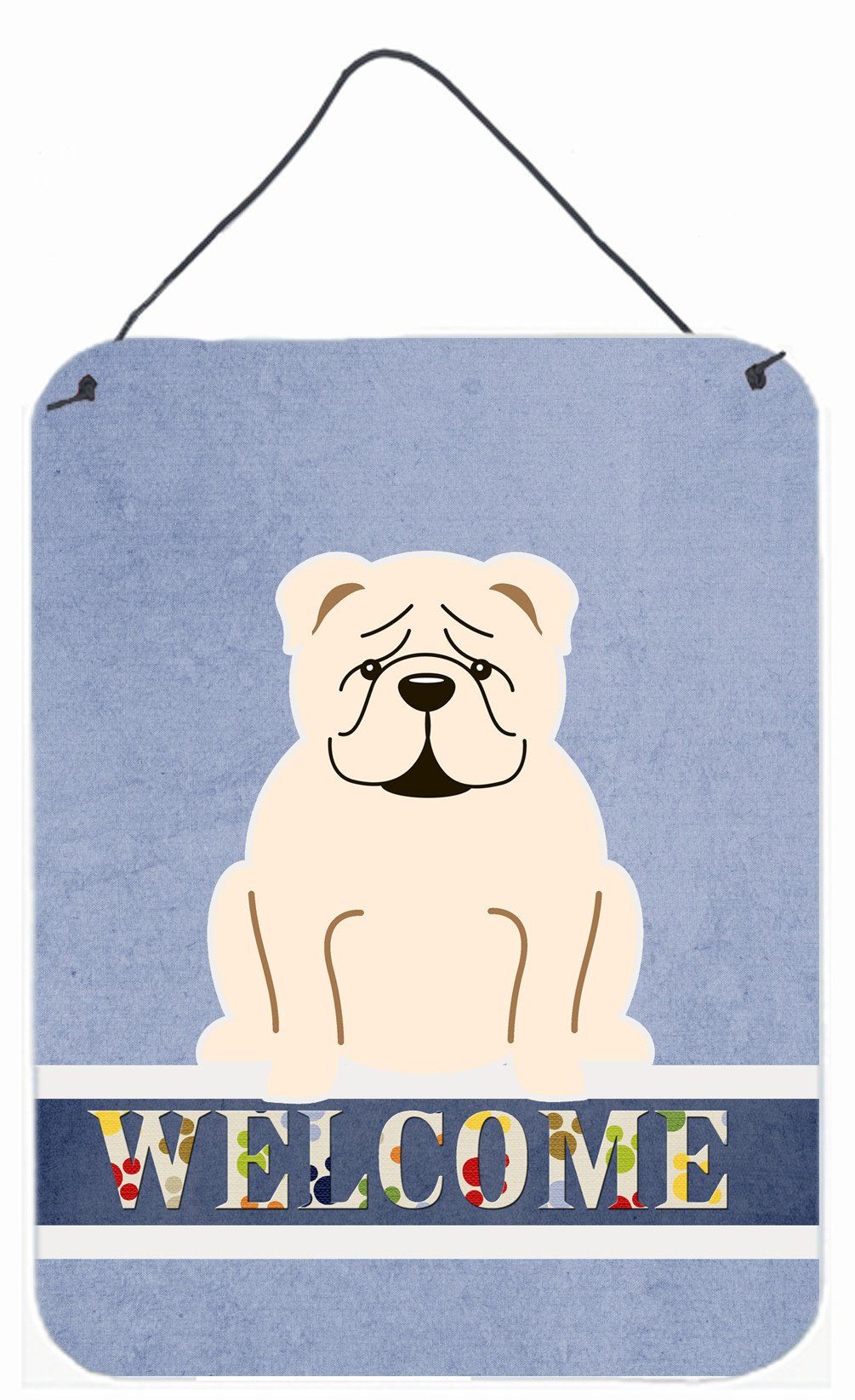 English Bulldog White Welcome Wall or Door Hanging Prints BB5704DS1216 by Caroline&#39;s Treasures