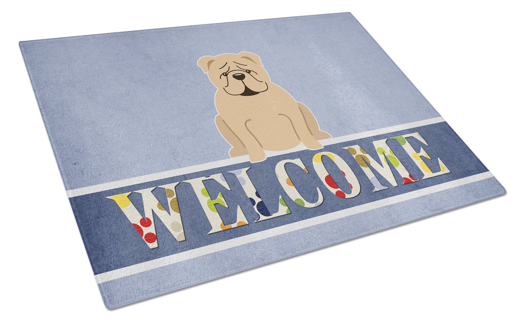 English Bulldog Fawn Welcome Glass Cutting Board Large BB5705LCB by Caroline's Treasures