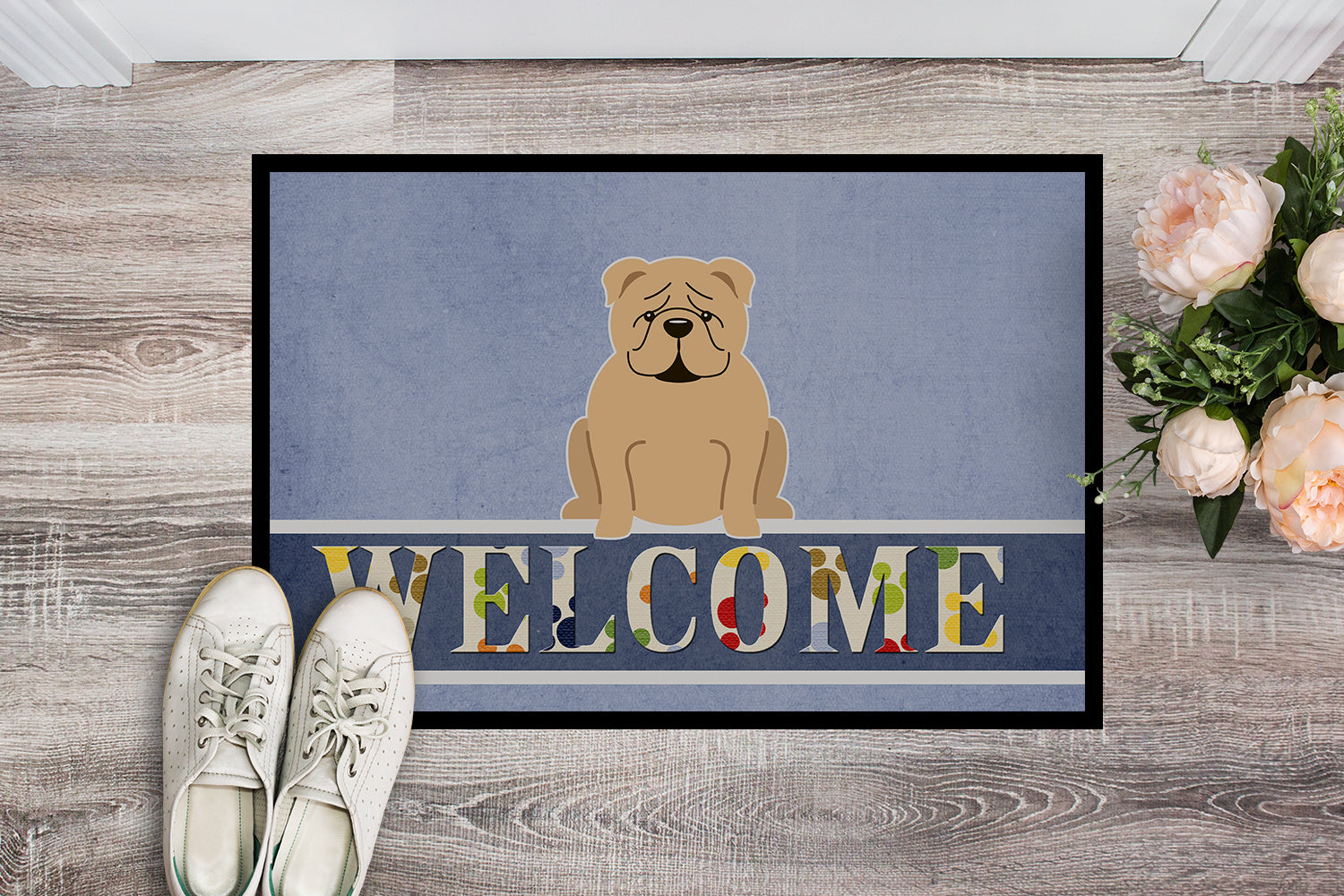 English Bulldog Fawn Welcome Indoor or Outdoor Mat 18x27 BB5705MAT - the-store.com