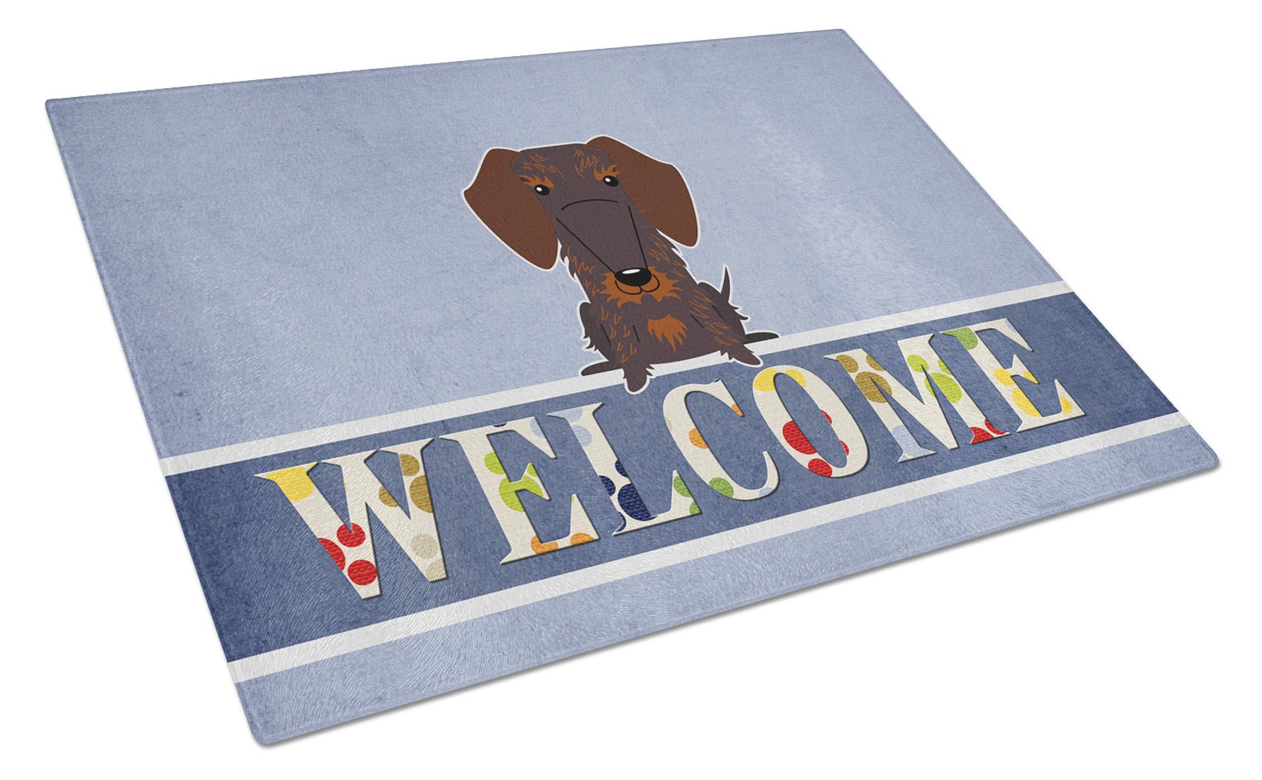 Wire Haired Dachshund Chocolate Welcome Glass Cutting Board Large BB5710LCB by Caroline's Treasures