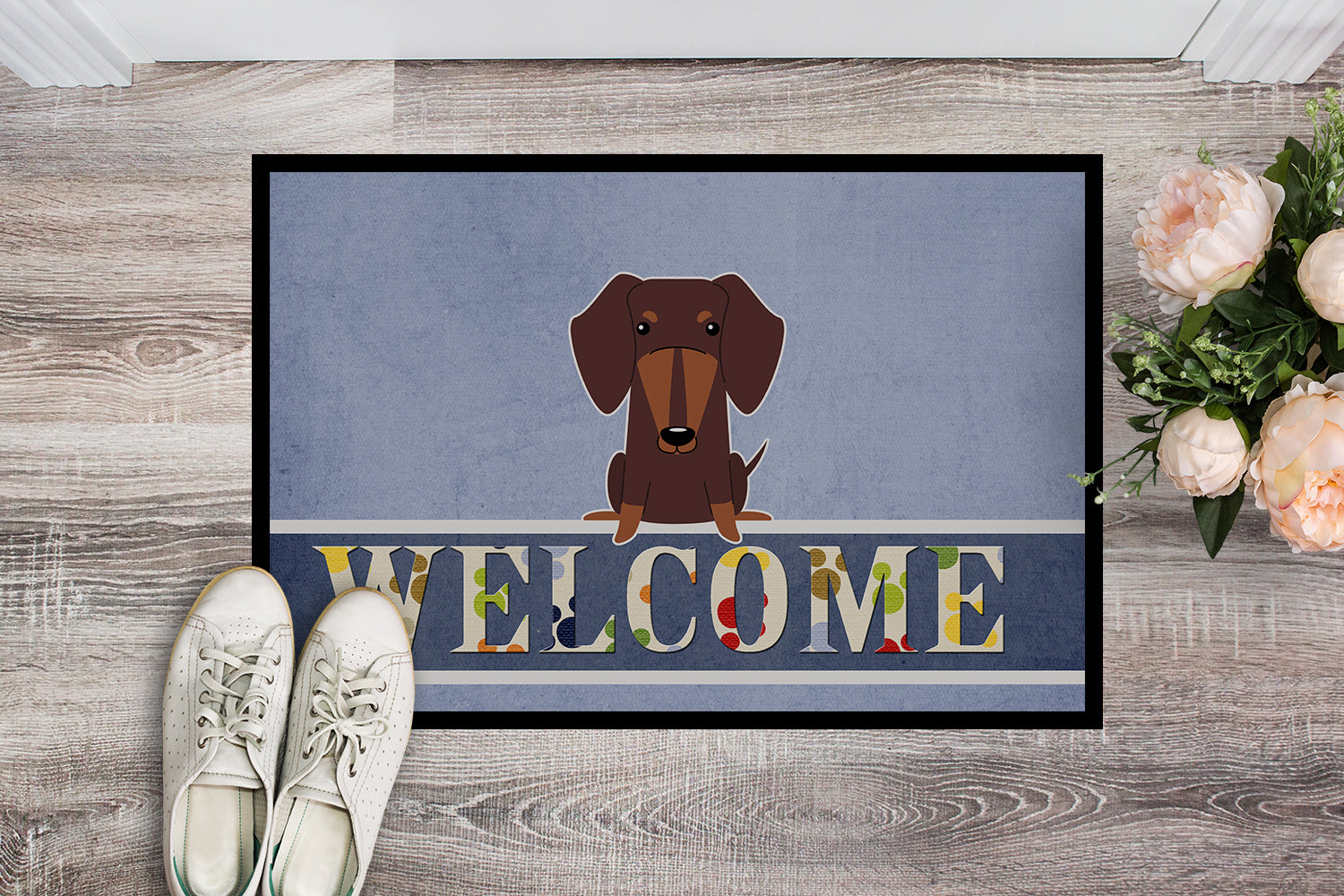 Dachshund Chocolate Welcome Indoor or Outdoor Mat 18x27 BB5712MAT - the-store.com