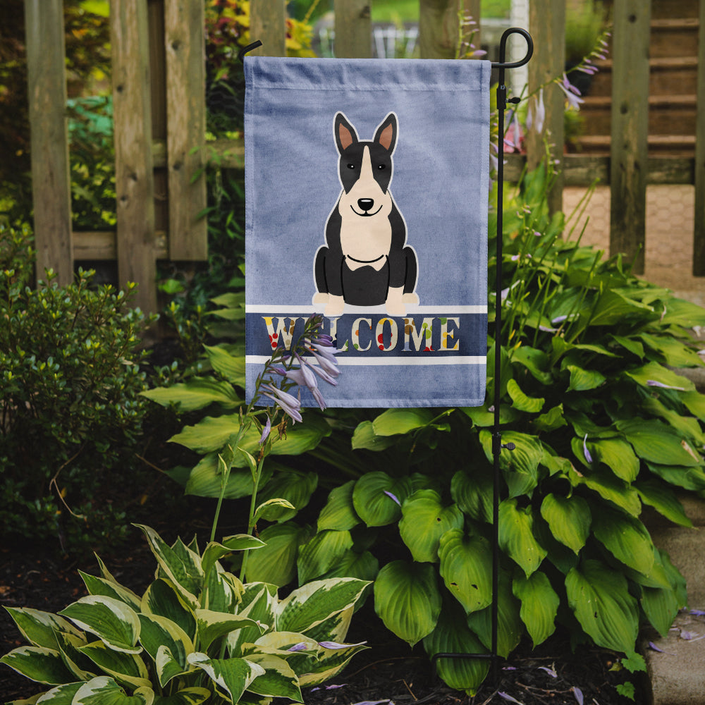 Bull Terrier Black White Welcome Flag Garden Size BB5714GF  the-store.com.