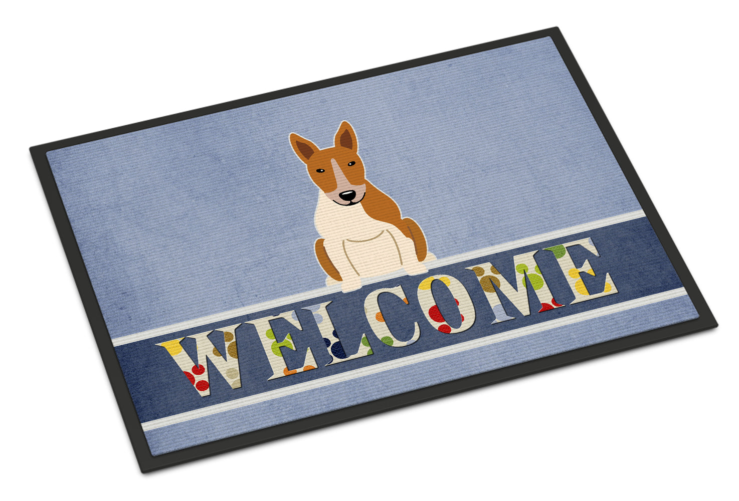 Bull Terrier Red White Welcome Indoor or Outdoor Mat 18x27 BB5716MAT - the-store.com