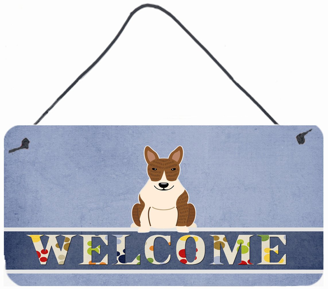 Bull Terrier Brindle Welcome Wall or Door Hanging Prints BB5718DS812 by Caroline's Treasures