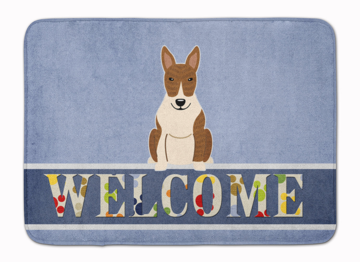 Bull Terrier Brindle Welcome Machine Washable Memory Foam Mat BB5718RUG - the-store.com