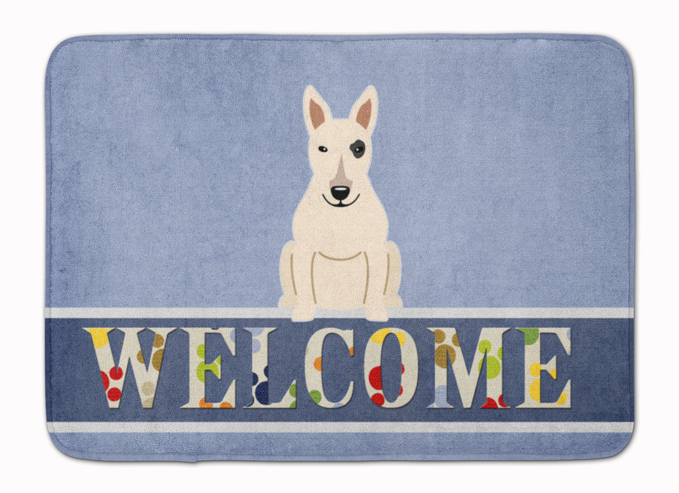 Bull Terrier White Welcome Machine Washable Memory Foam Mat BB5719RUG - the-store.com