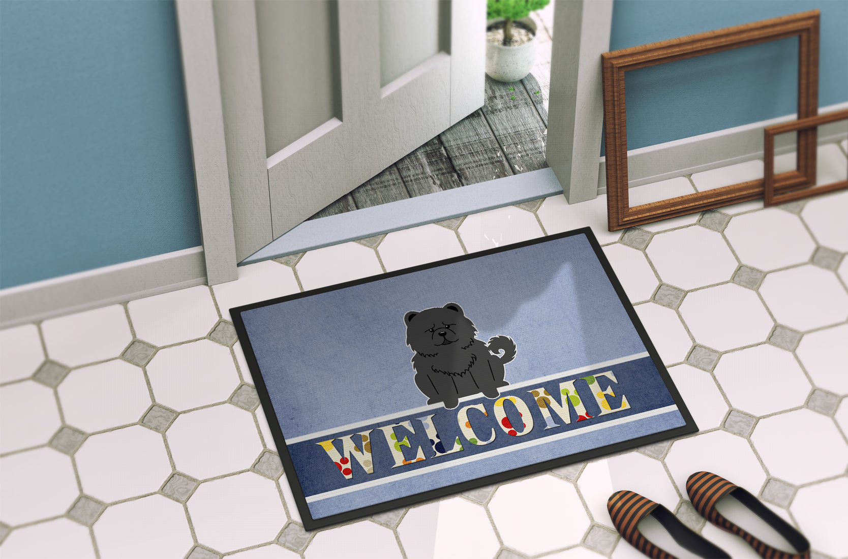 Chow Chow Black Welcome Indoor or Outdoor Mat 18x27 BB5724MAT - the-store.com