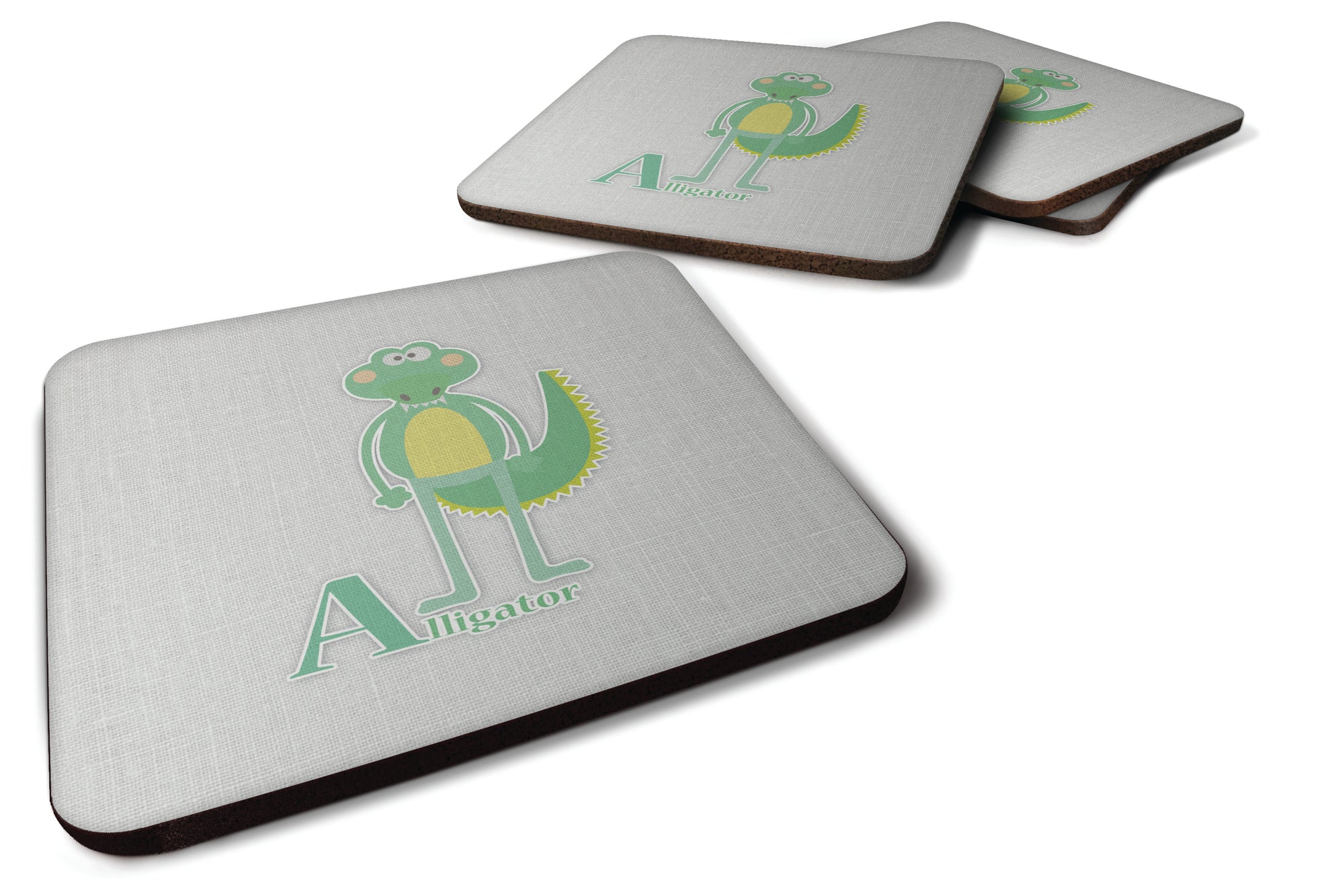 Alphabet A for Alligator Foam Coaster Set of 4 BB5726FC - the-store.com