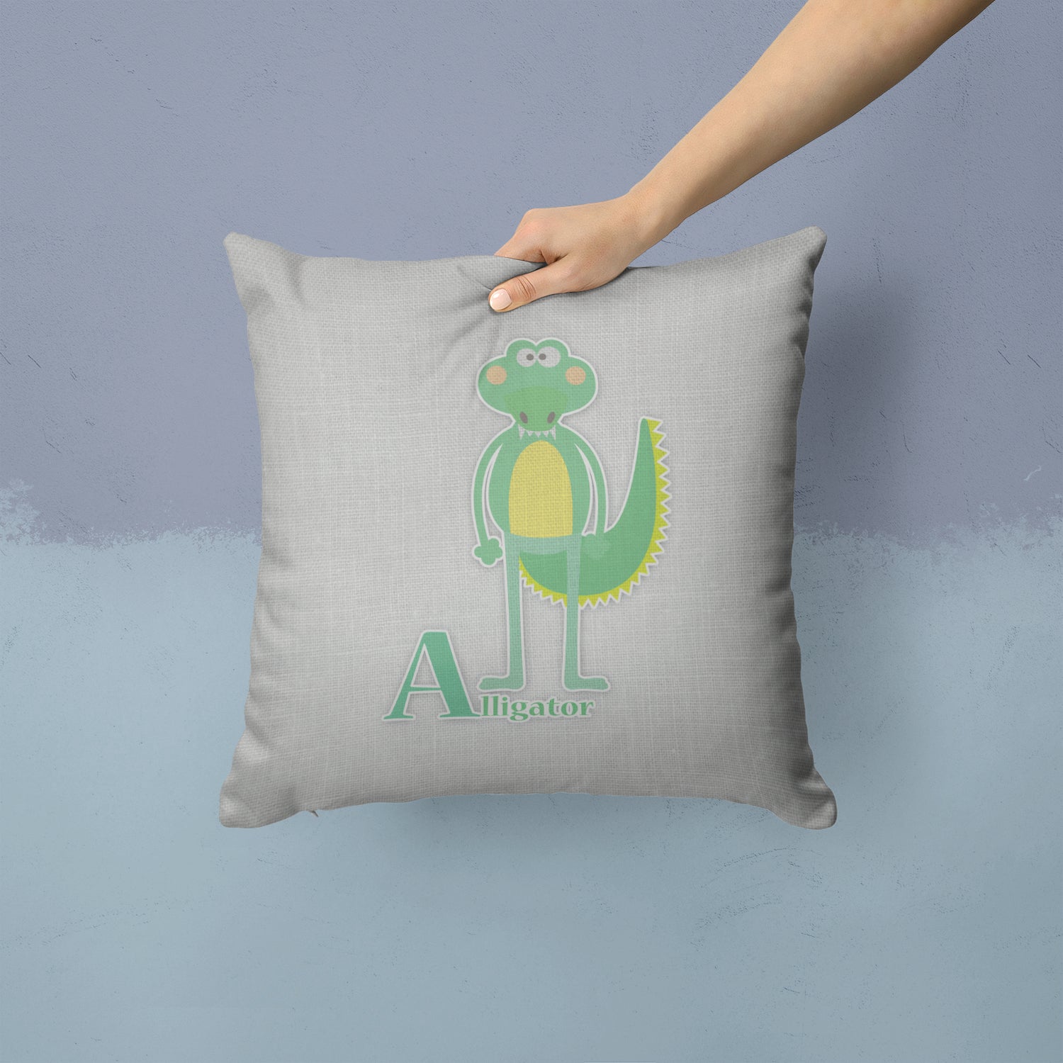 Alphabet A for Alligator Fabric Decorative Pillow BB5726PW1414 - the-store.com