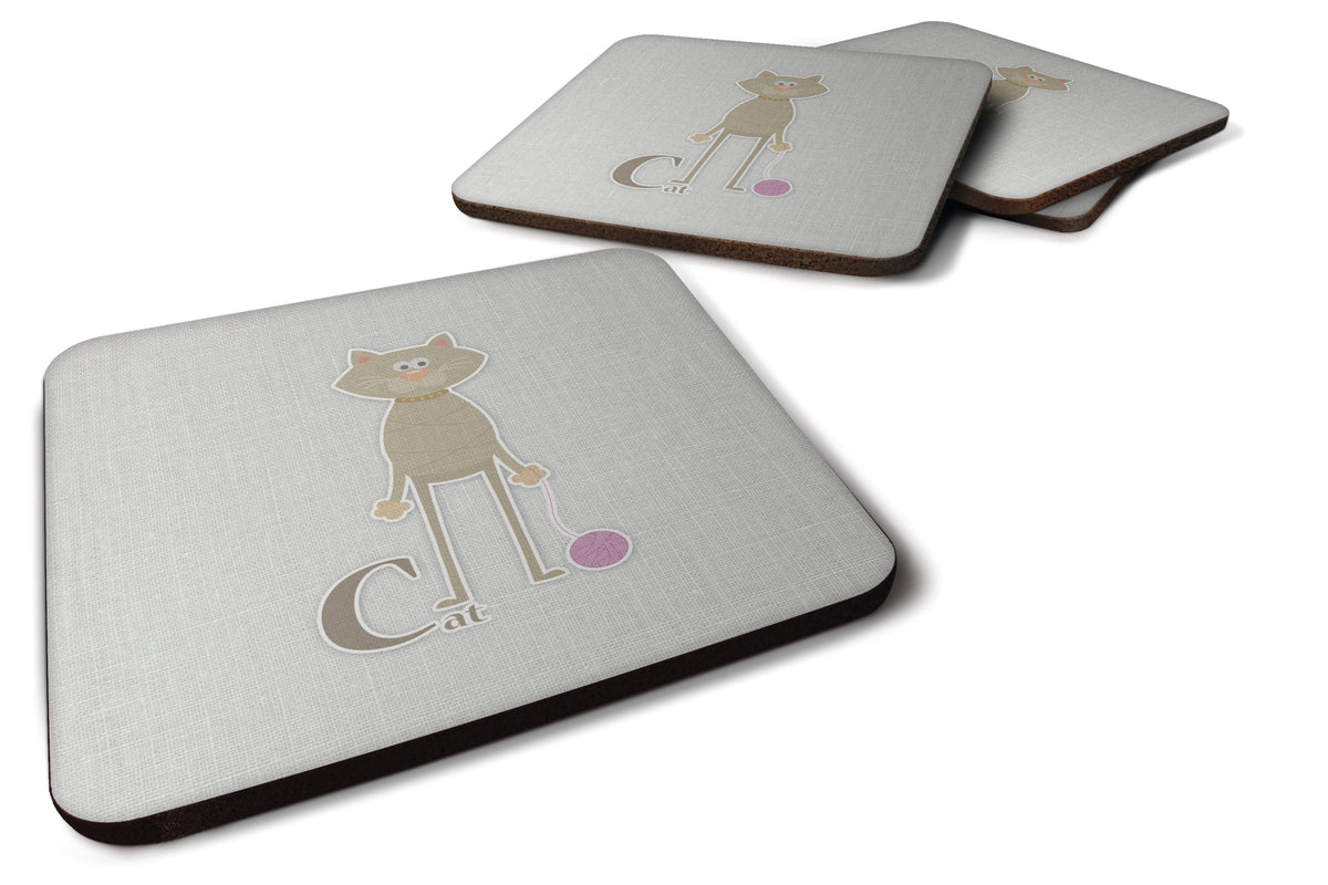 Alphabet C for Cat Foam Coaster Set of 4 BB5728FC - the-store.com