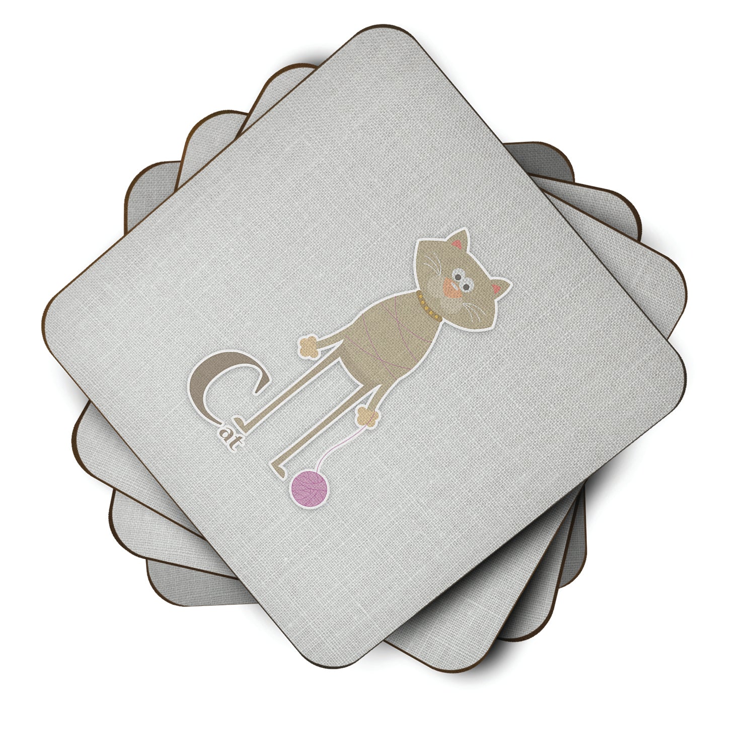 Alphabet C for Cat Foam Coaster Set of 4 BB5728FC - the-store.com