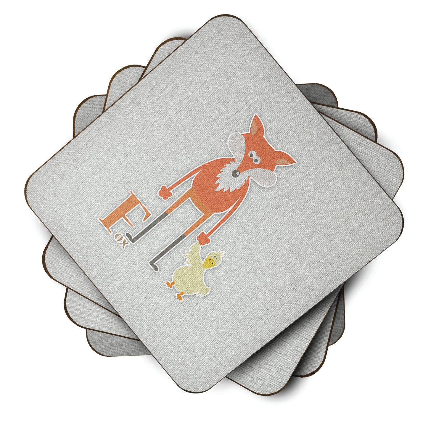 Alphabet F for Fox Foam Coaster Set of 4 BB5731FC - the-store.com