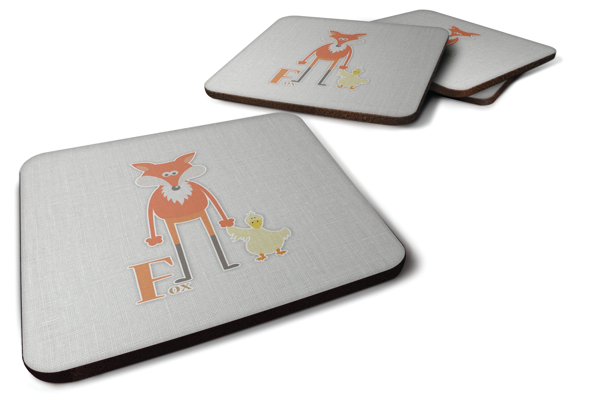 Alphabet F for Fox Foam Coaster Set of 4 BB5731FC - the-store.com