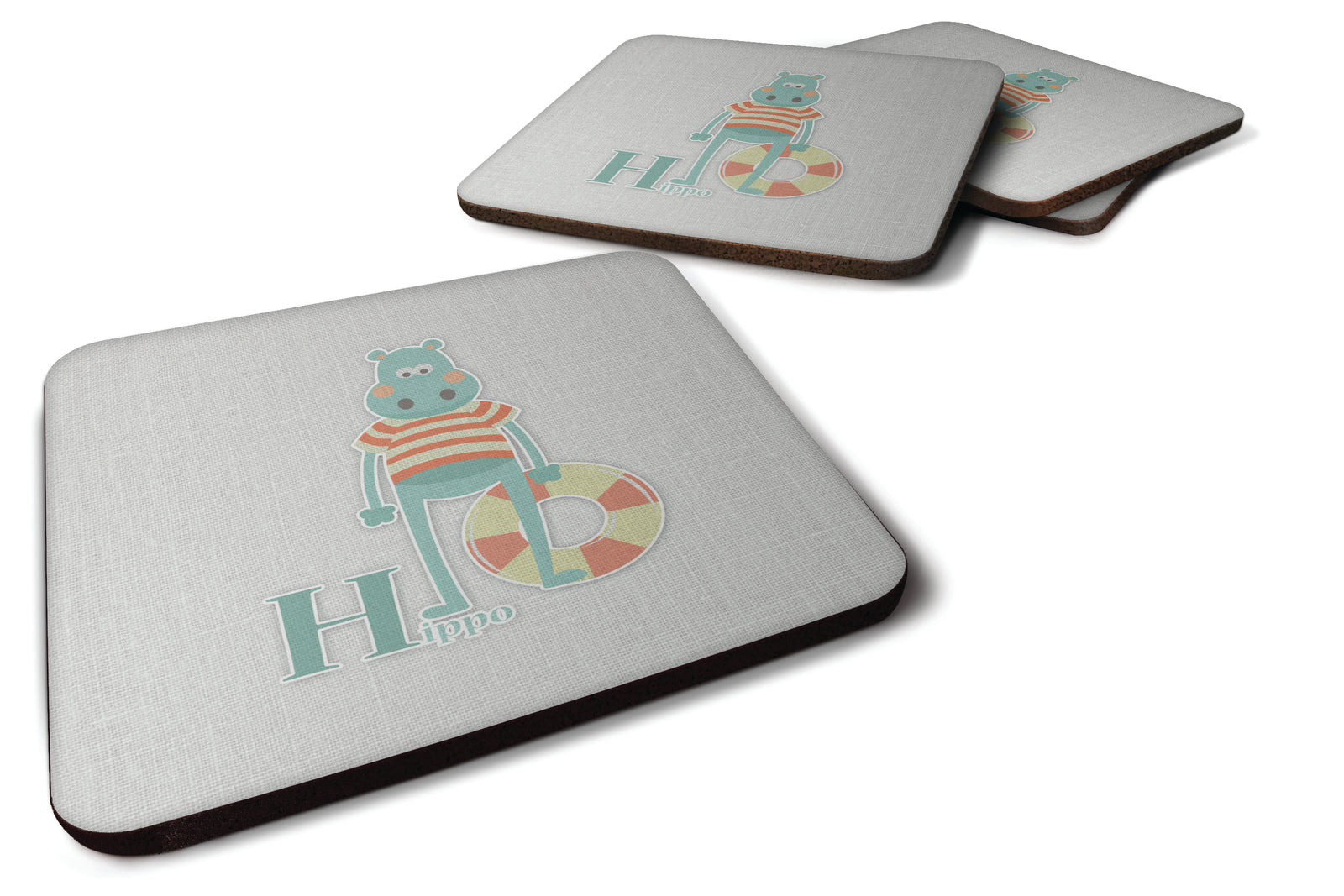 Alphabet H for Hippopotamus Foam Coaster Set of 4 BB5733FC - the-store.com