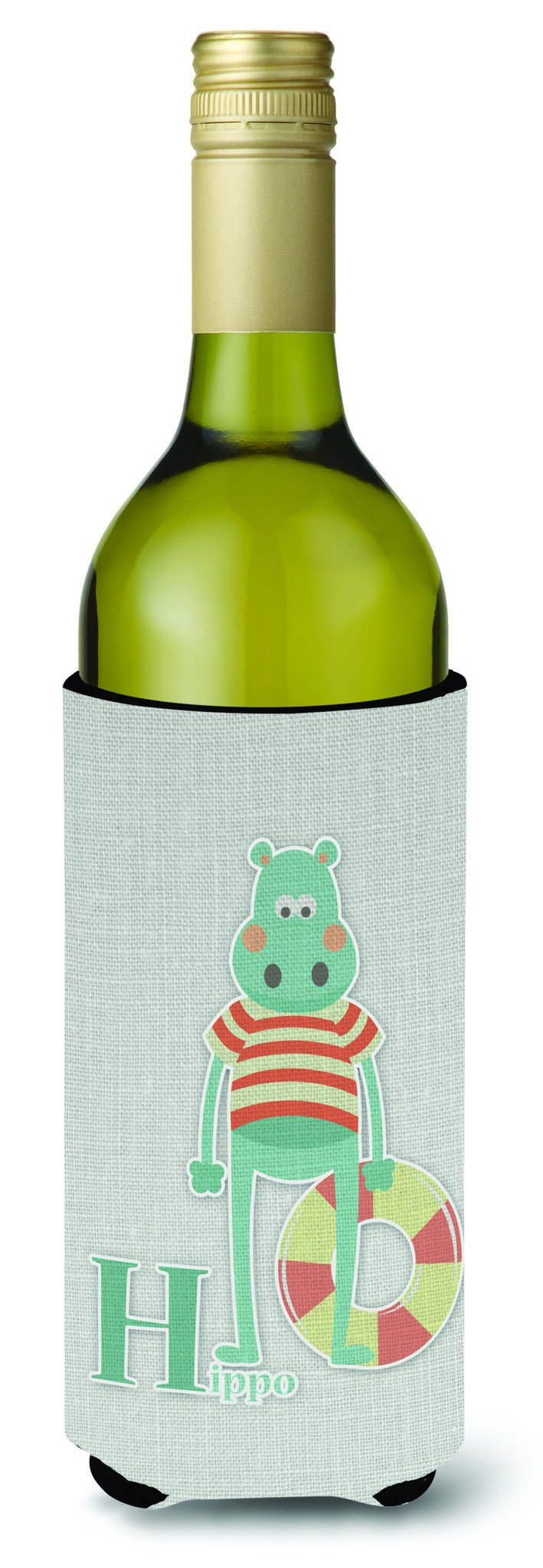 Alphabet H for Hippopotamus Wine Bottle Beverge Insulator Hugger BB5733LITERK by Caroline&#39;s Treasures