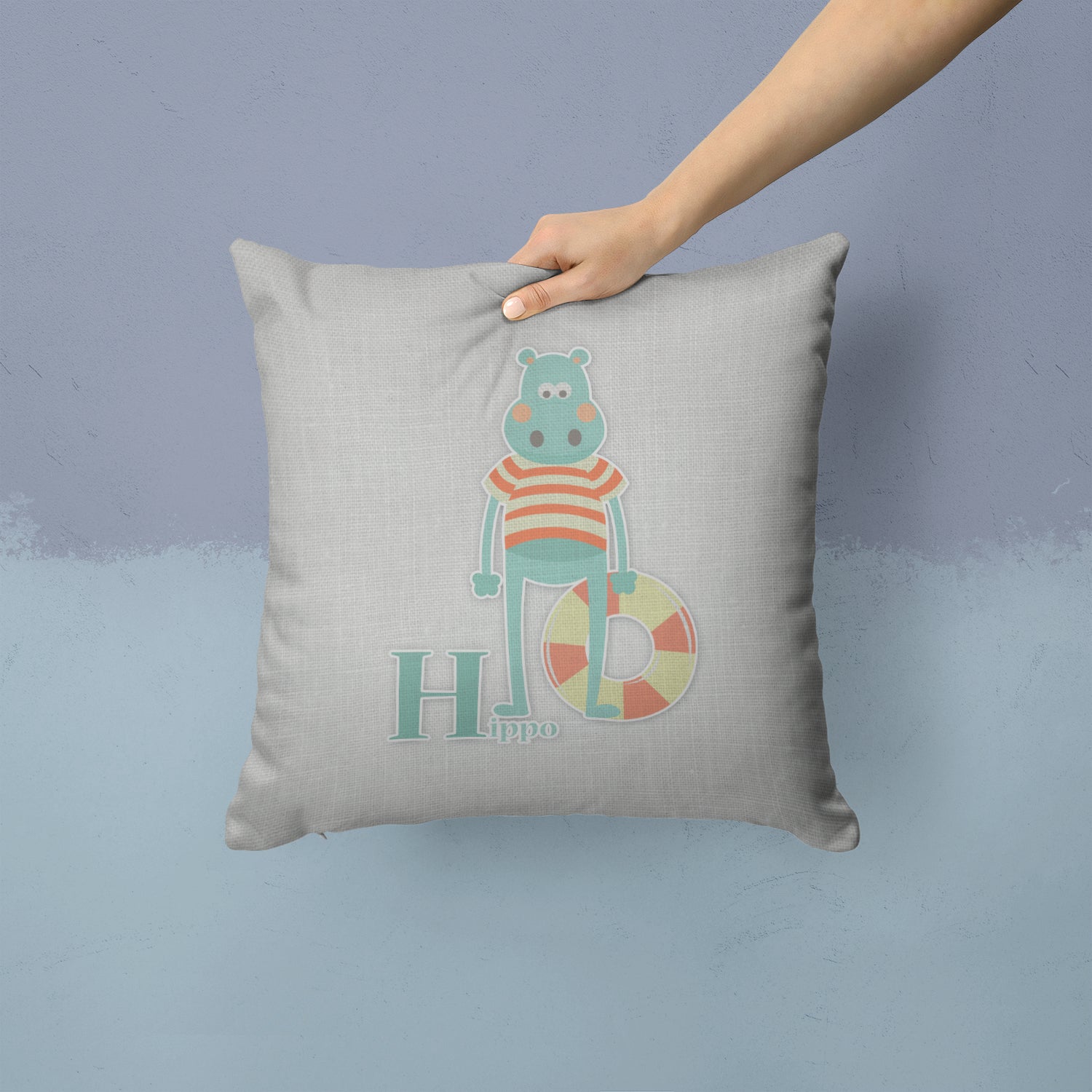 Alphabet H for Hippopotamus Fabric Decorative Pillow BB5733PW1414 - the-store.com