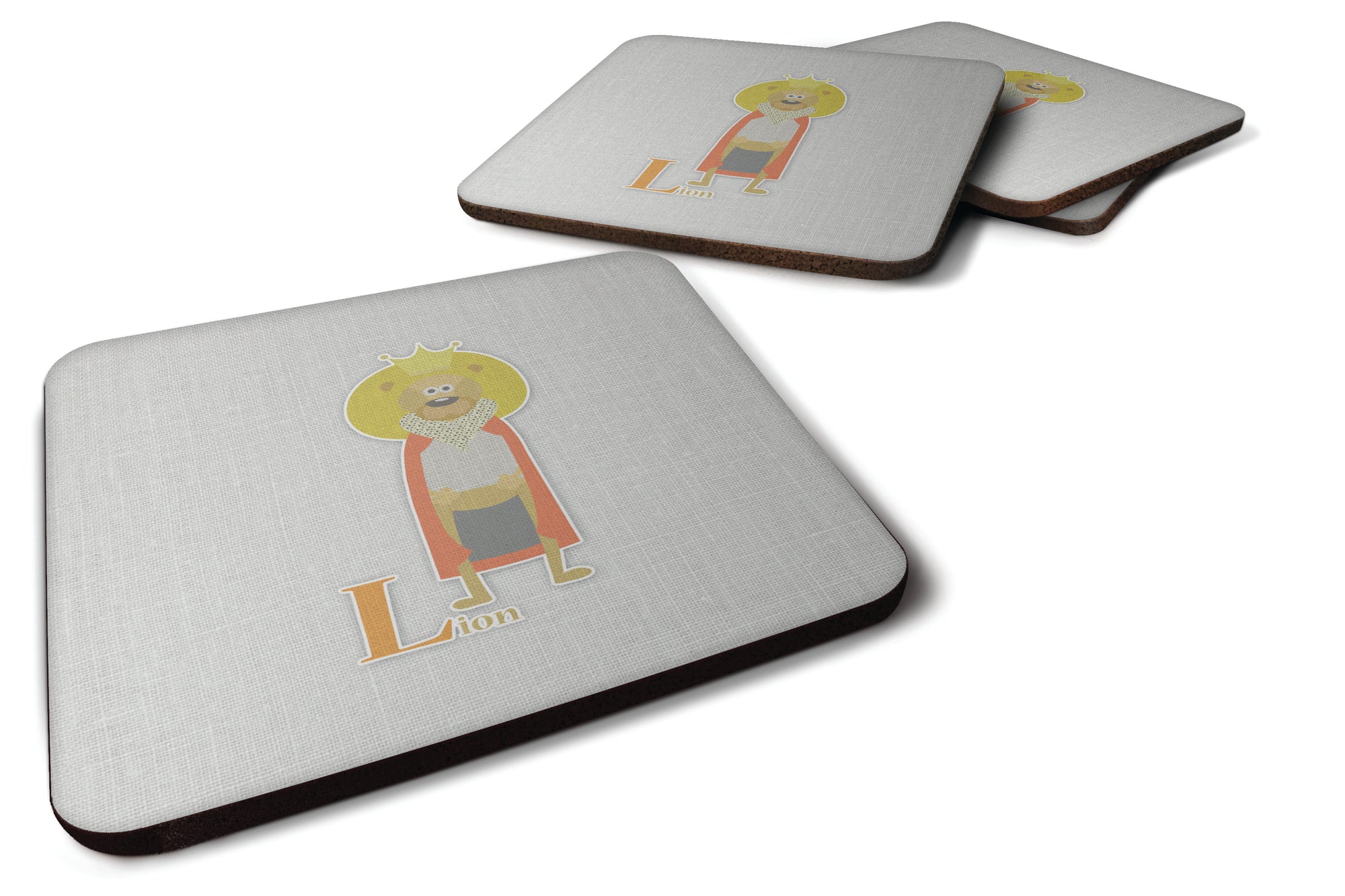 Alphabet L for Lion Foam Coaster Set of 4 BB5737FC - the-store.com