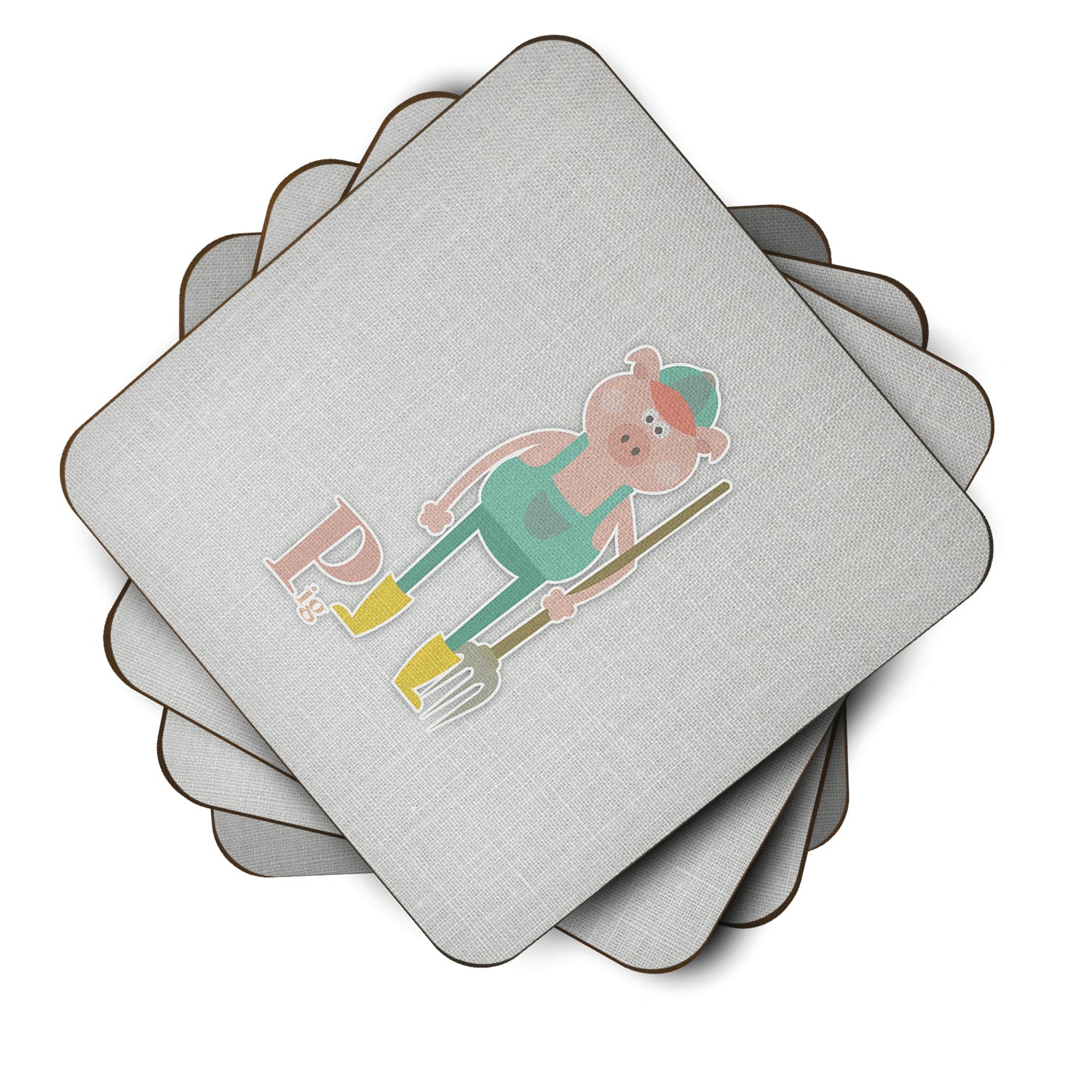 Alphabet P for Pig Foam Coaster Set of 4 BB5741FC - the-store.com