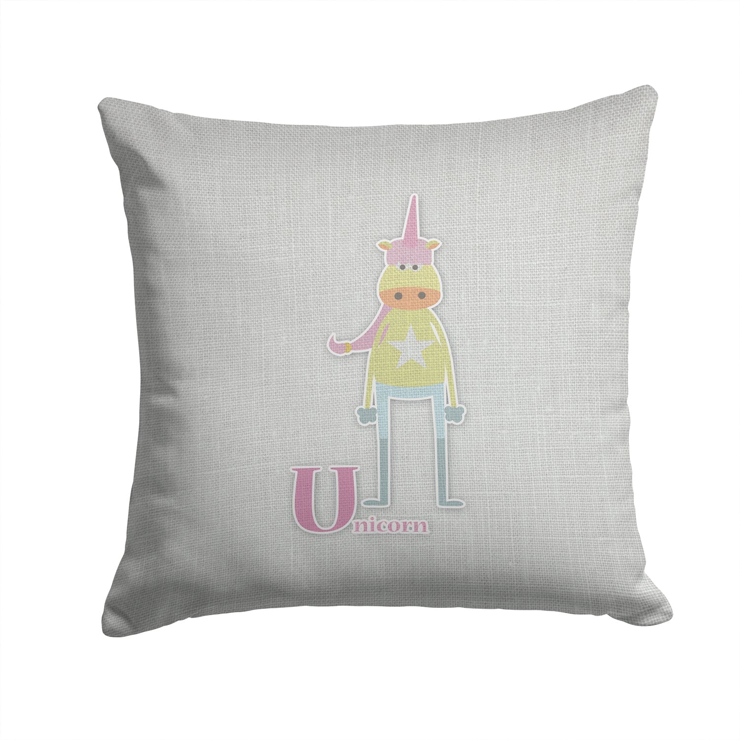 Alphabet U for Unicorn Fabric Decorative Pillow BB5746PW1414 - the-store.com