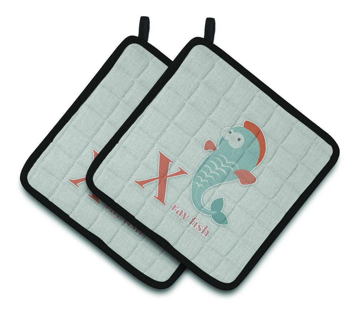 Alphabet X for Xray Fish Pair of Pot Holders BB5749PTHD by Caroline's Treasures