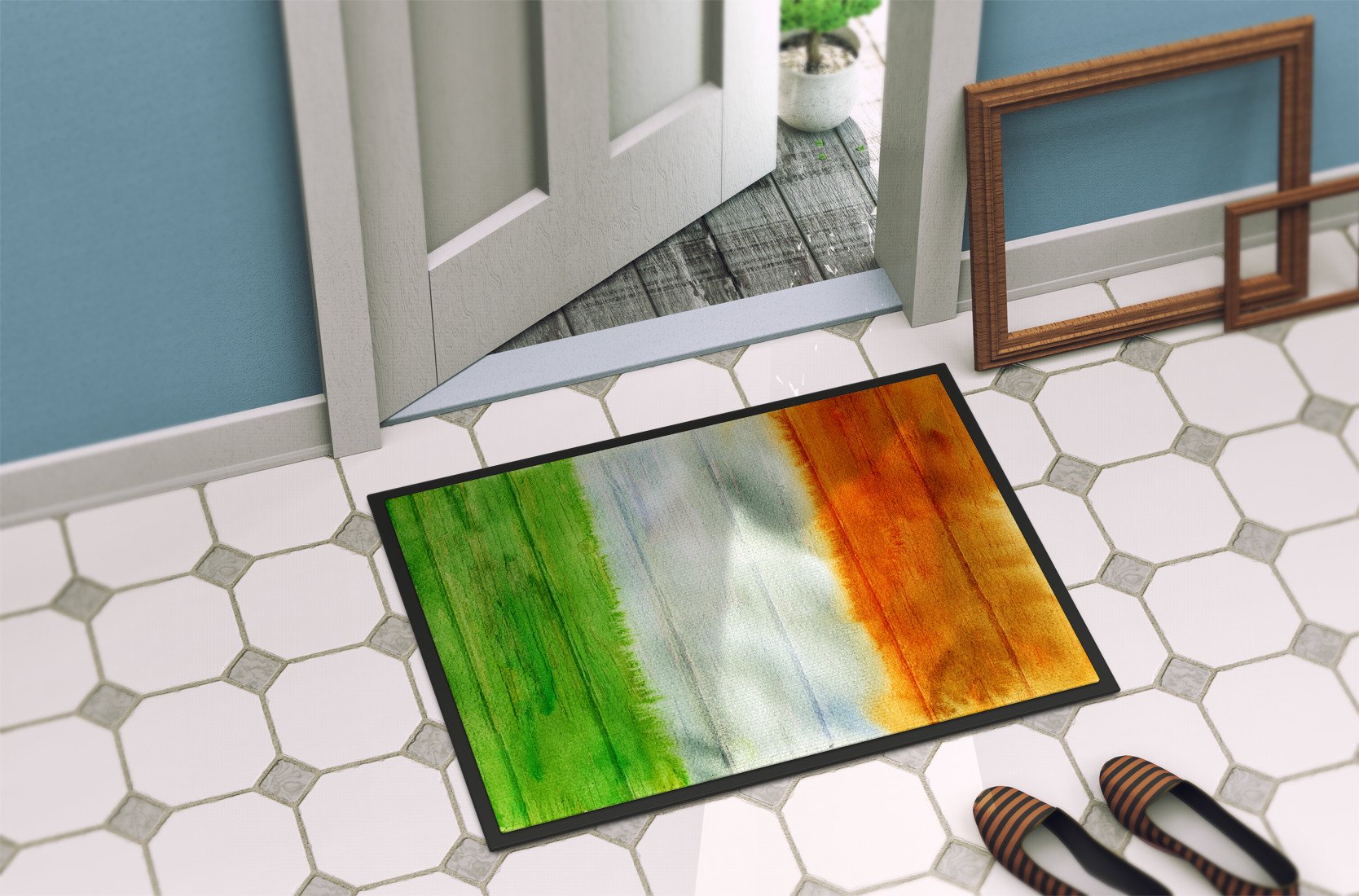 Irish Flag on Wood Indoor or Outdoor Mat 24x36 BB5753JMAT by Caroline's Treasures