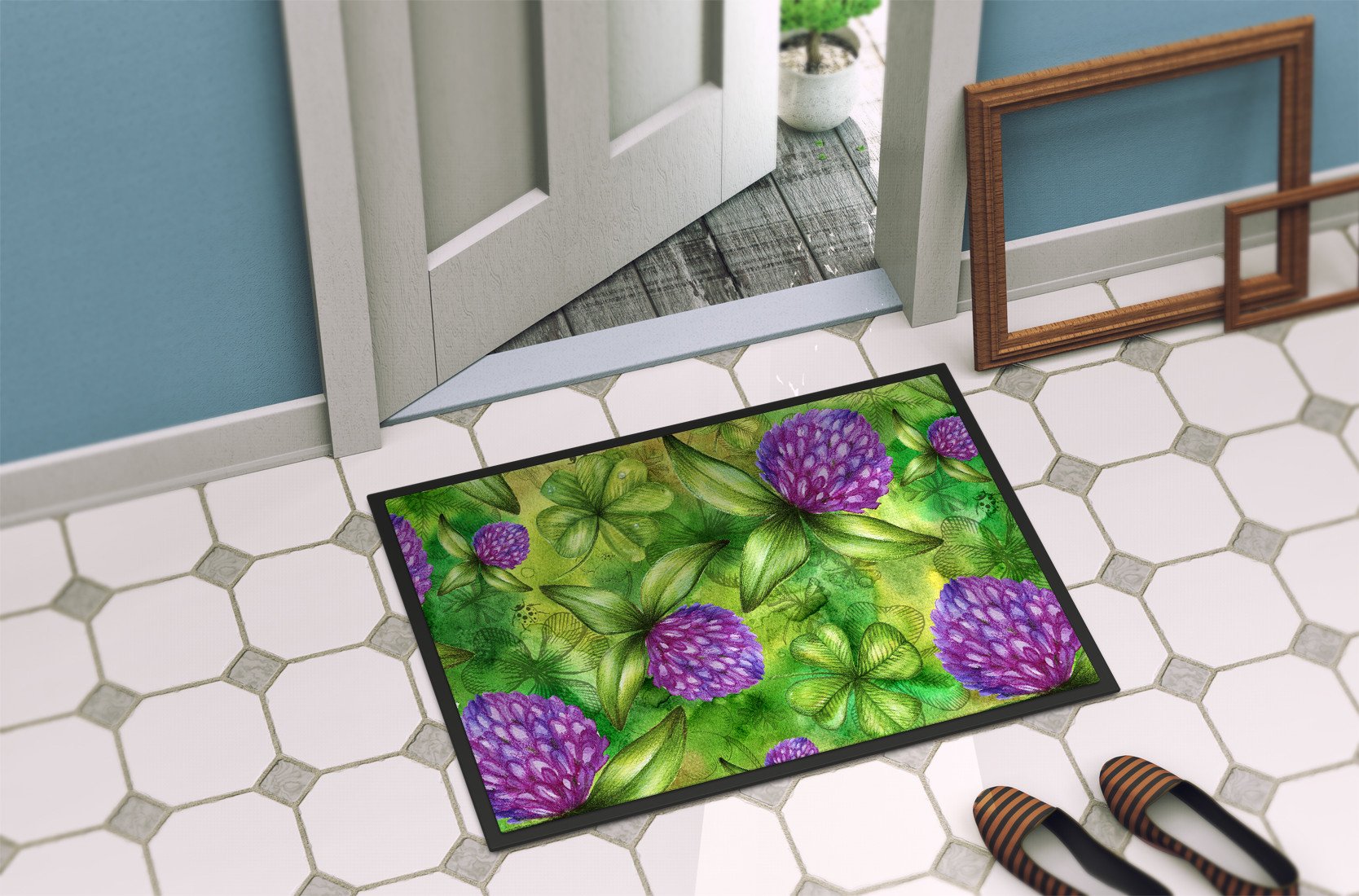 Shamrocks in Bloom Indoor or Outdoor Mat 24x36 BB5756JMAT by Caroline's Treasures