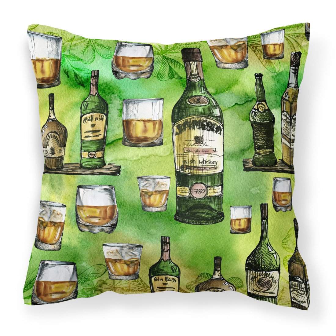 Irish Whiskey Fabric Decorative Pillow BB5757PW1818 by Caroline&#39;s Treasures