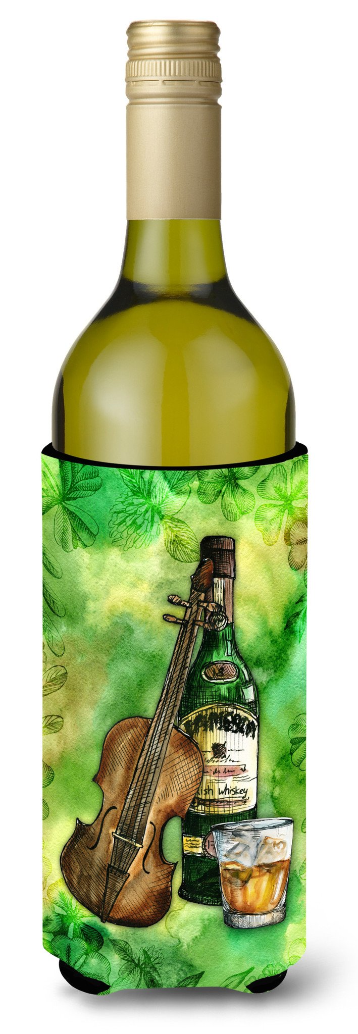 Irish Whiskey and Music Wine Bottle Beverge Insulator Hugger BB5766LITERK by Caroline's Treasures