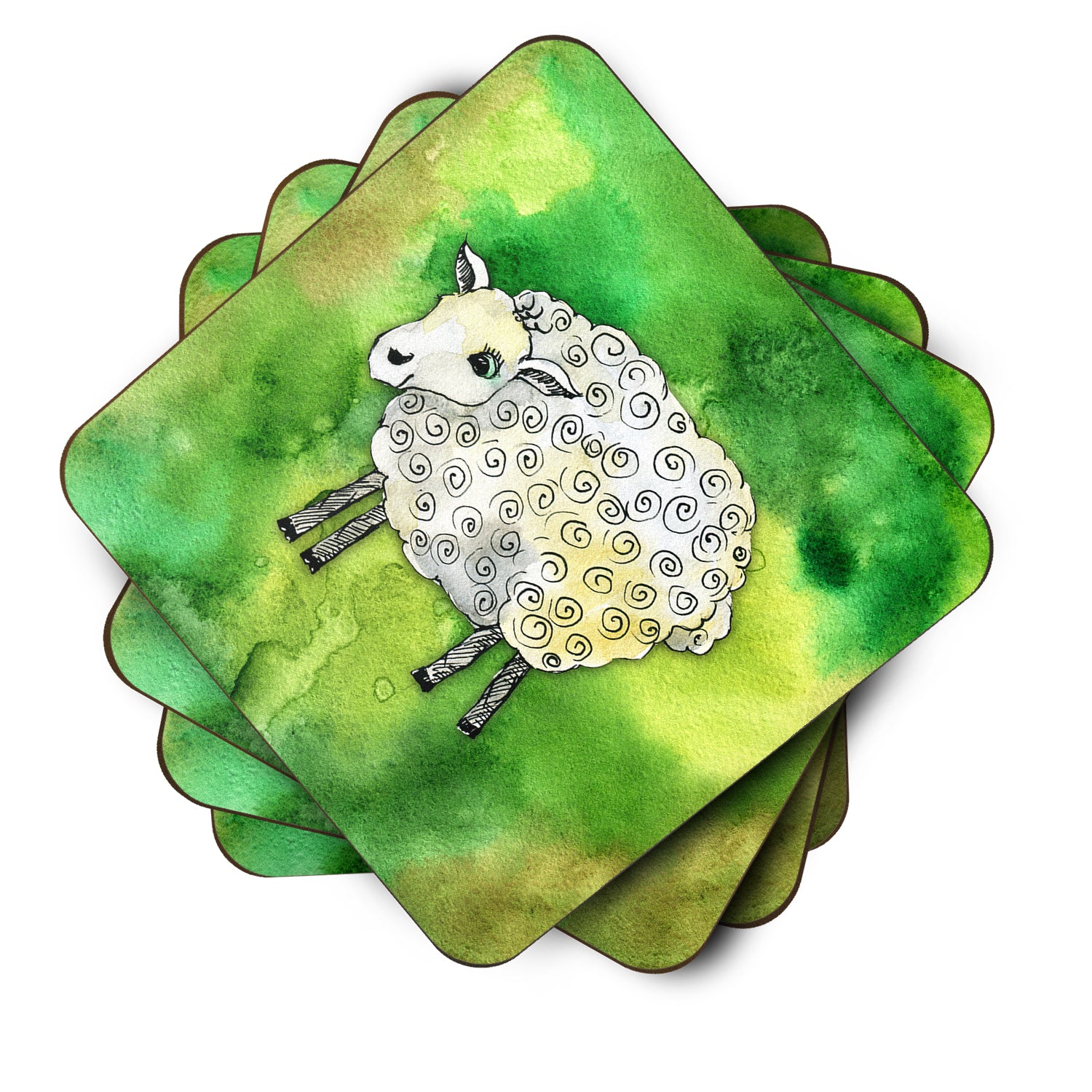 Irish Sheep Foam Coaster Set of 4 BB5768FC - the-store.com