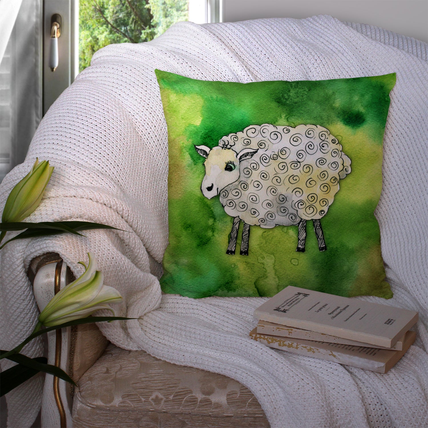 Irish Sheep Fabric Decorative Pillow BB5768PW1414 - the-store.com