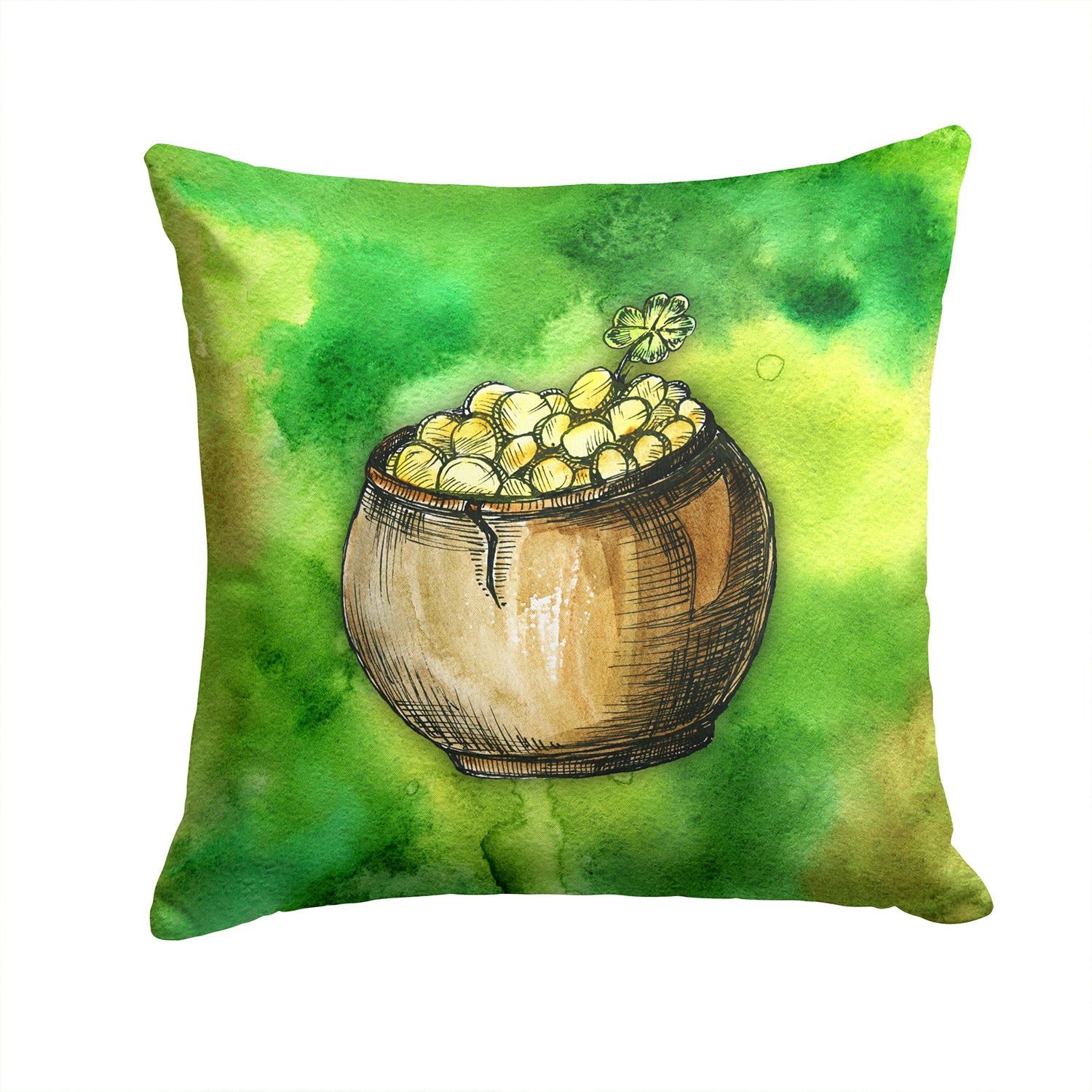 Irish Pot of Gold Fabric Decorative Pillow BB5769PW1414 - the-store.com